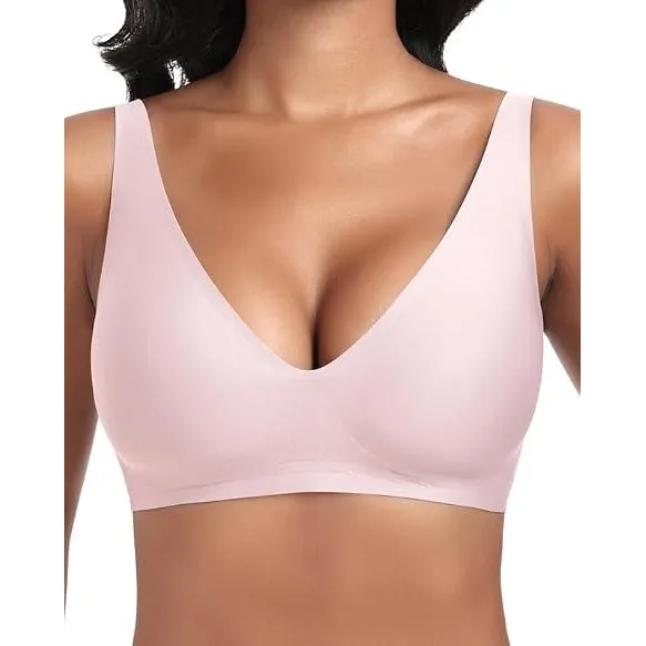 Jiuday Tiefer V Push Up BH Damen ohne Bügel Bequemer Jelly BH für Große Brüste Starker Halt Seamless Soft Bra Bügellose…