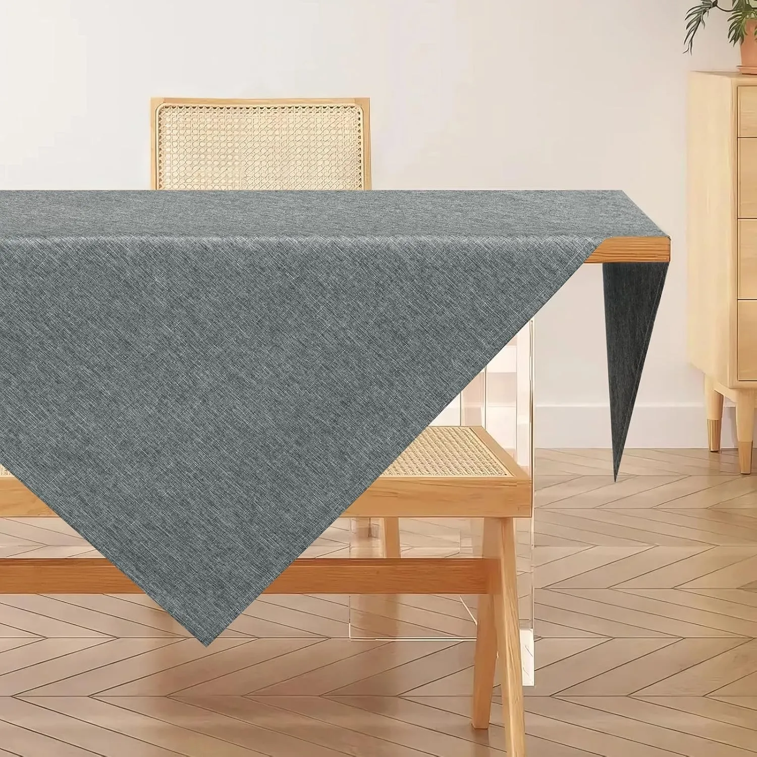 AooHome Tischdecke 80X80cm Mitteldecke, Grau Leinen-Optik Tischdecken Abwaschbar Tischtuch aus Polyester Wasserabweisen…