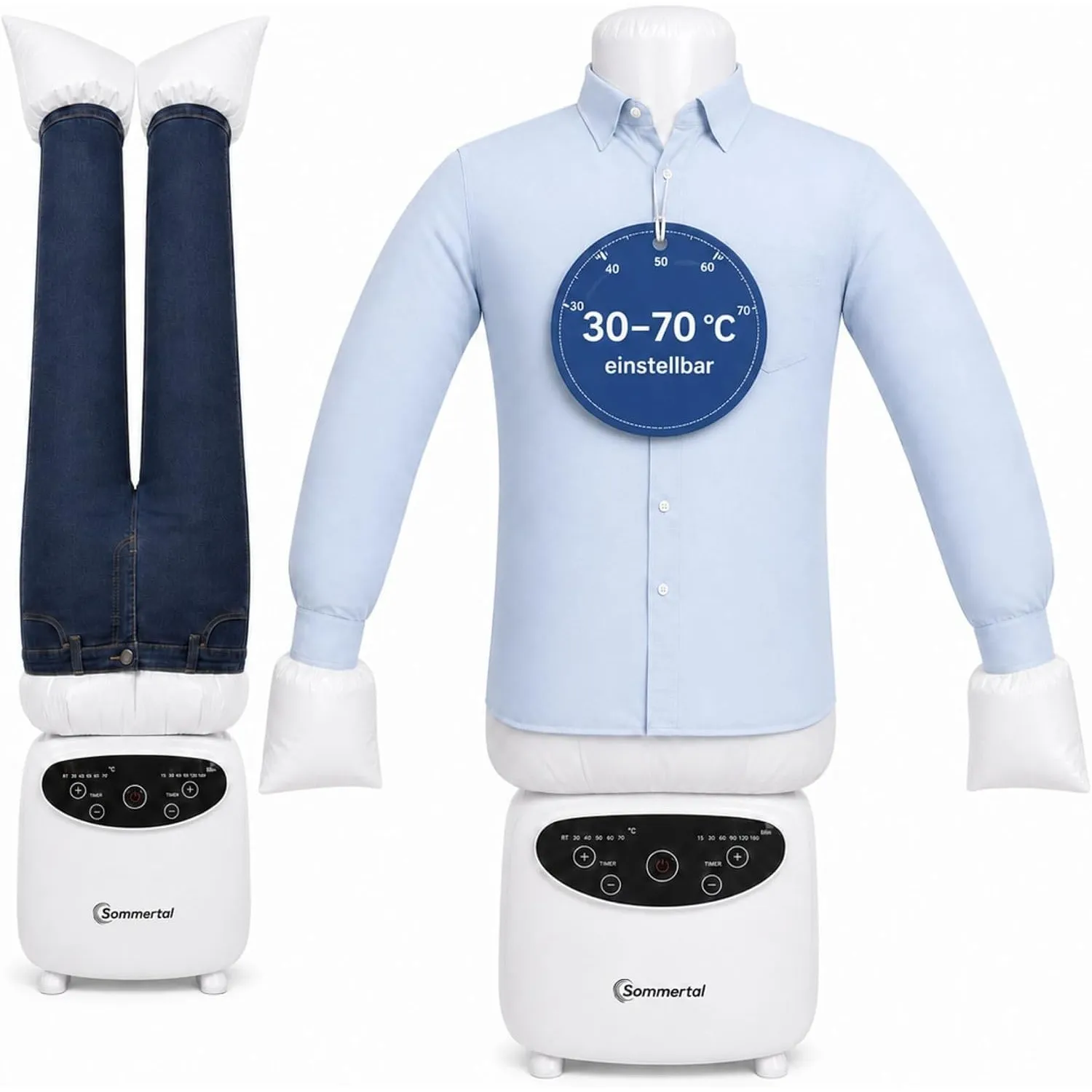 Sommertal Gentleman, Hemdenbügler Bügelpuppe, Hosenaufsatz Touch 30-70°C