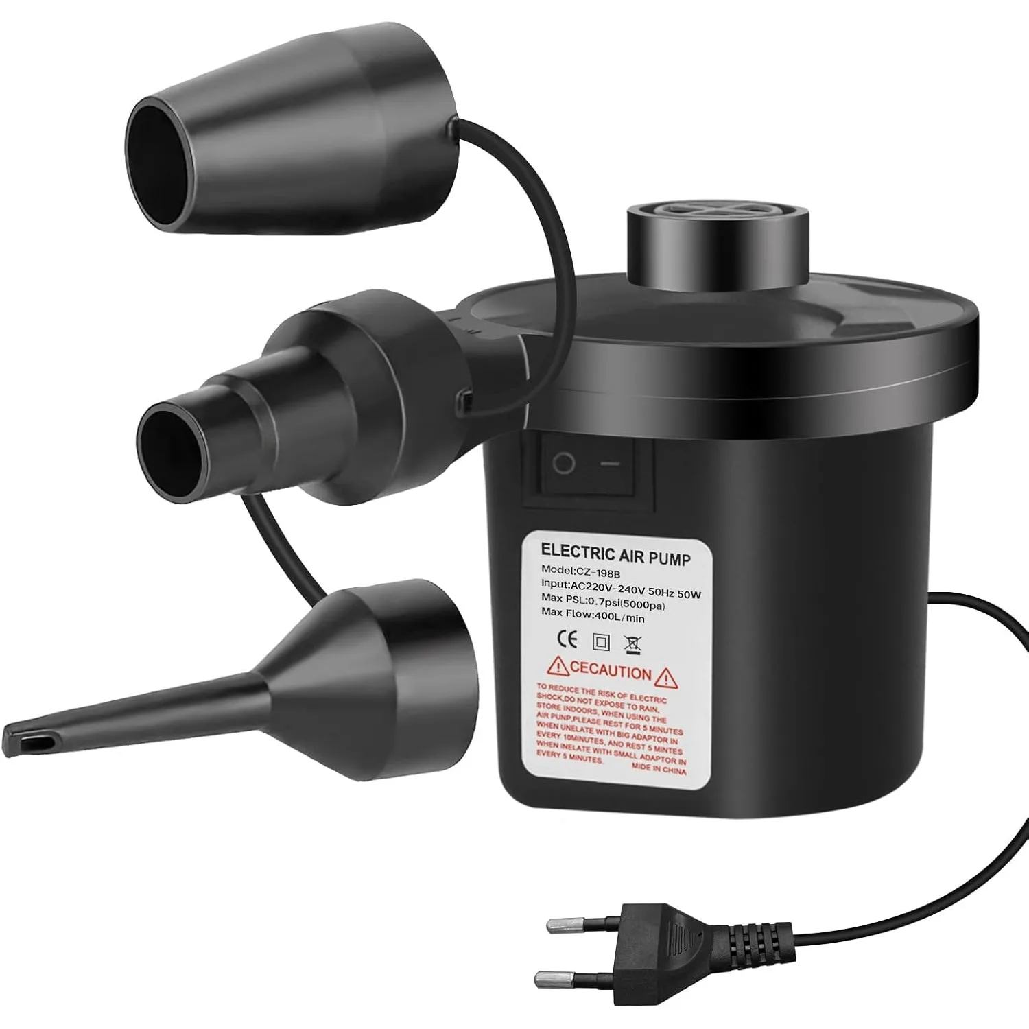 Jsdoin Elektrische Luftpumpe,Luftpumpe luftmatratze, 2 in 1 Inflate und Deflate Elektrische Pump mit 3 Luftdüse für auf…