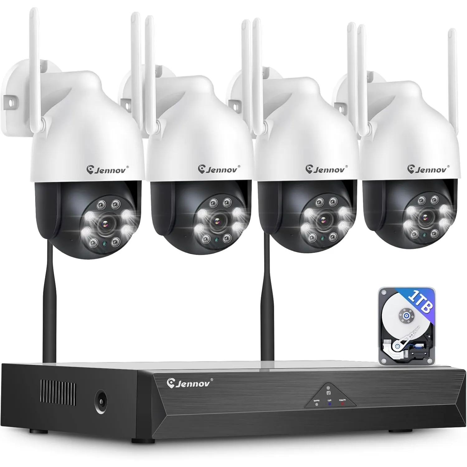 【5MP+360°PTZ】 Jennov Überwachungskamera Set Aussen WLAN, 5MP 10CH NVR