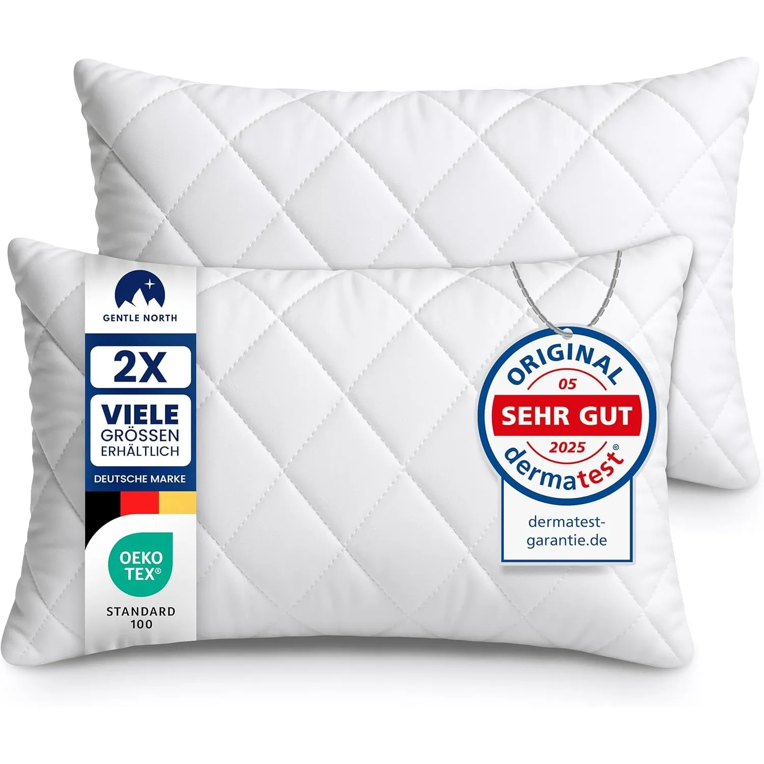 Gentle North Kopfkissen (50x75 cm groß) - 2er Set Kissen für Bett und als Dekokissen - Mit Reißverschluss für Füllung -…