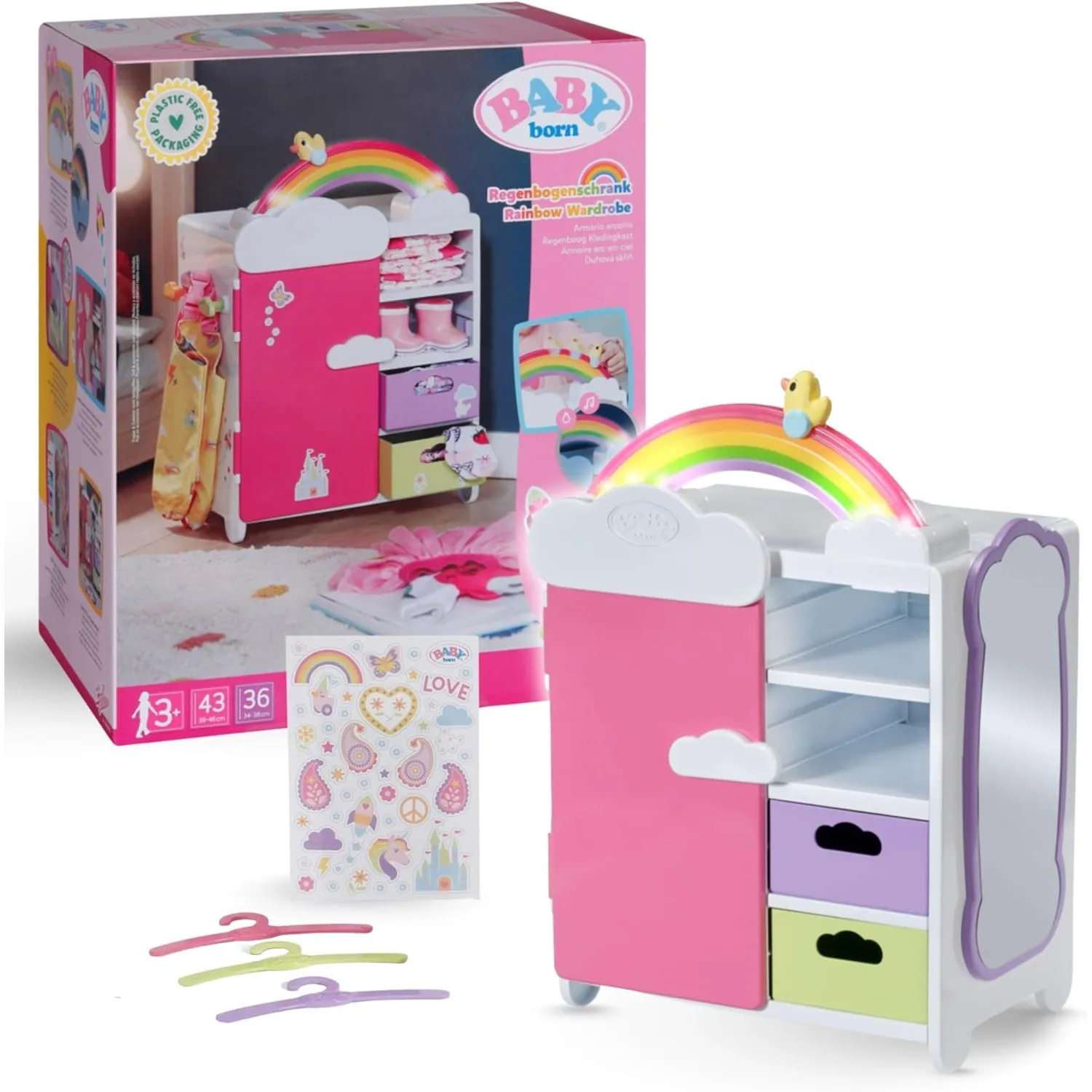 BABY born Regenbogen-Kleiderschrank mit Licht und Sound