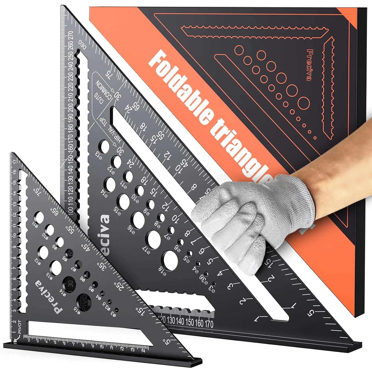 Zimmermannswinkel Set, Multifunktional Anschlagwinkel Metall Aluminium Lineal Winkelführung 18cm+30cm Schreinerwinkel T…