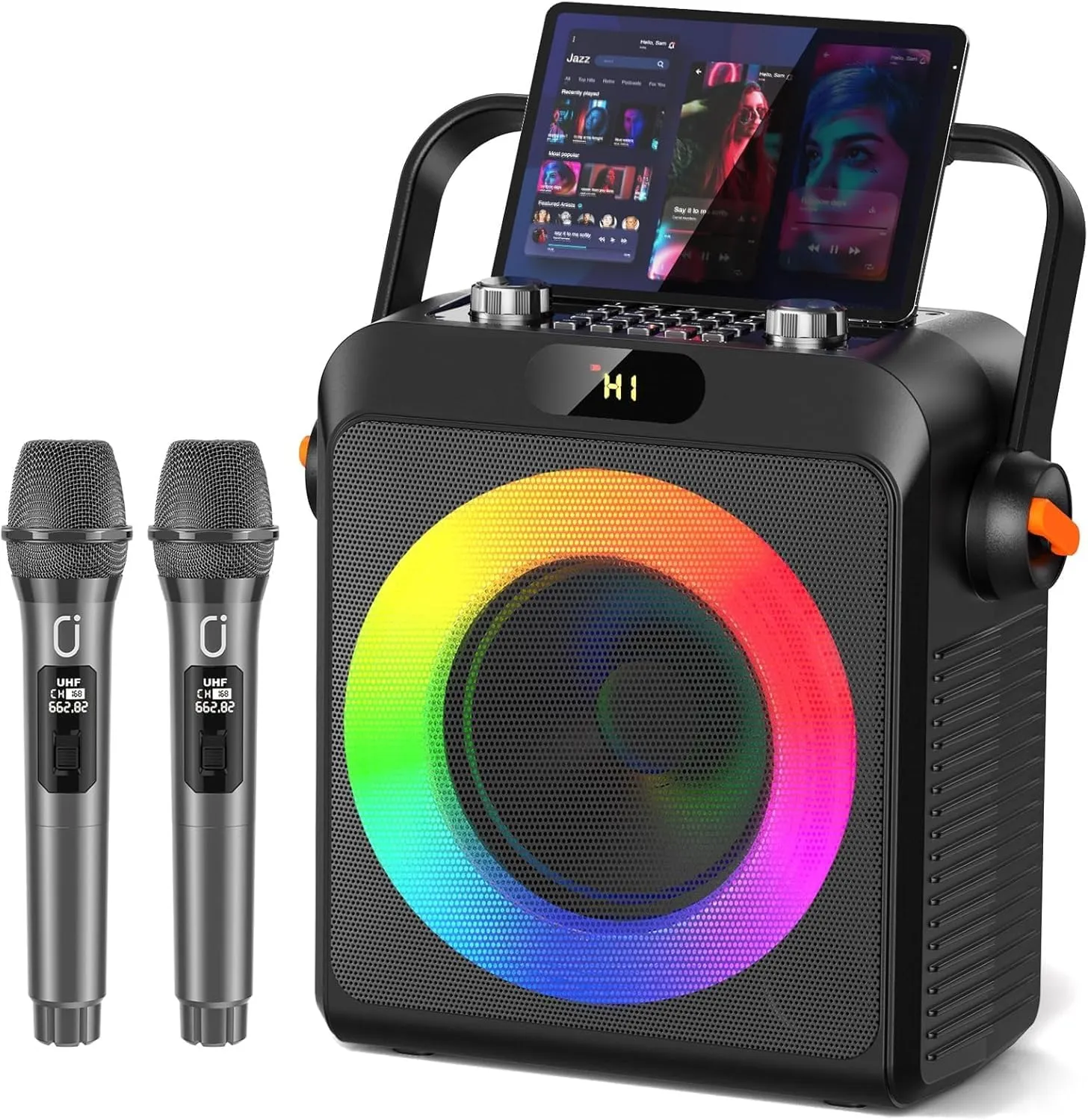 JYX Karaoke System with 2 Microphones, Karaoke Machine & Portable Karaoke Box with Bluetooth 5.3, Bass & Echo Control, …