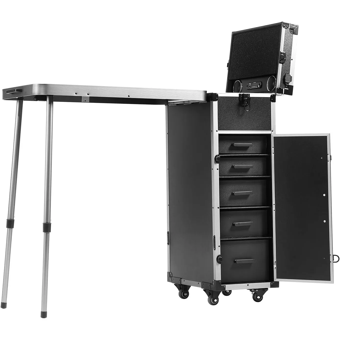 VEVOR Professioneller Make-up-Koffer aus Aluminium, Kosmetikkoffer, Werkbank mit Stützbeinen, Roll-Make-up-Koffer, extr…