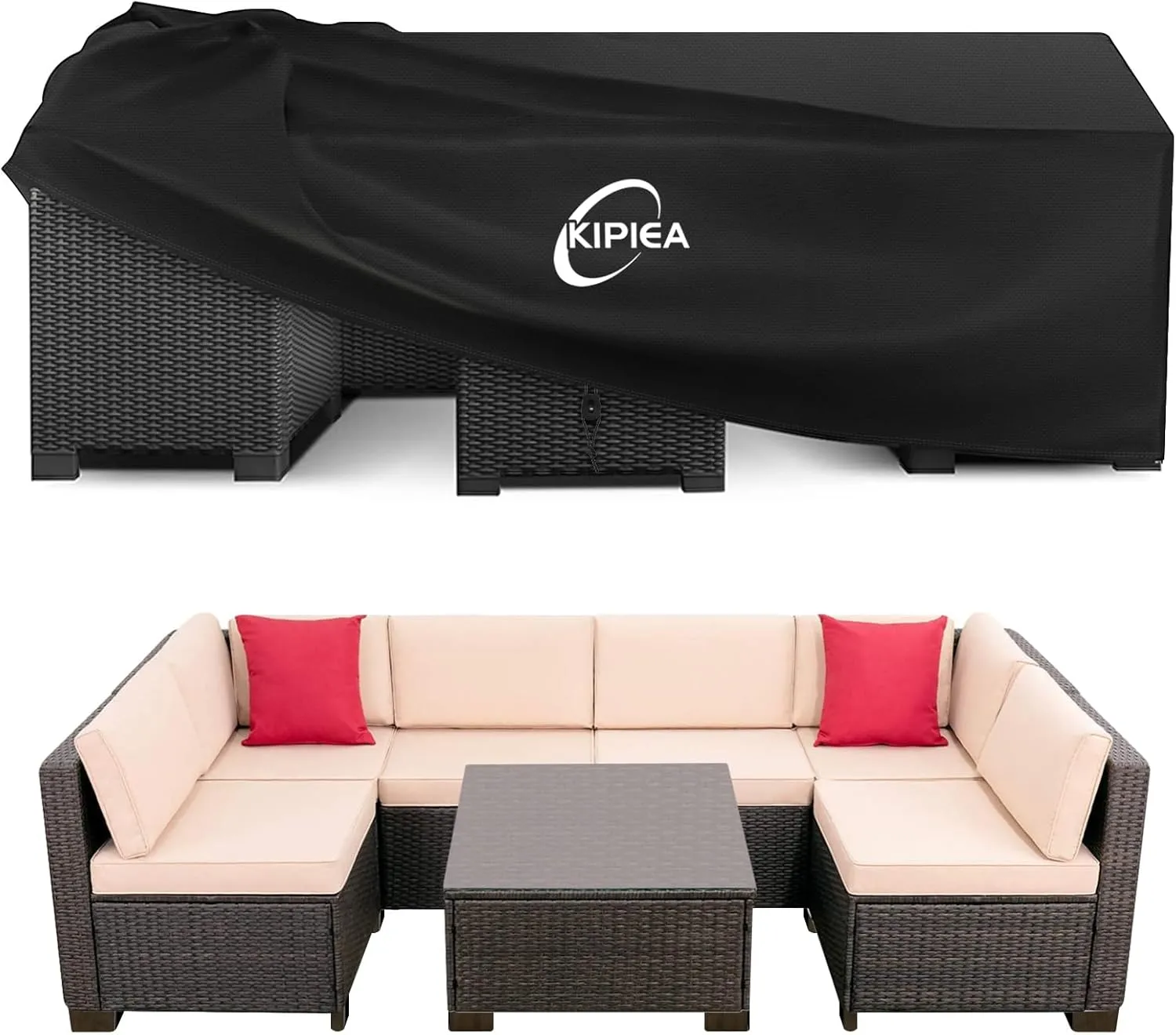 Kipiea Cover Garden Furniture Waterproof 420D Oxford Fabric Protective Cover Tarpaulin Winterproof Windproof Patio Furn…