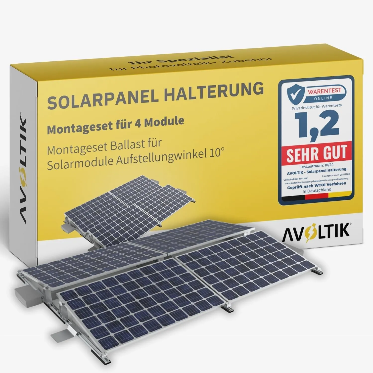 Avoltik 4x Flachdachhalterung für Solarmodule ohne Bohren I PV Halterung Flachdach oder Boden I Solarmodul Halterung Fl…