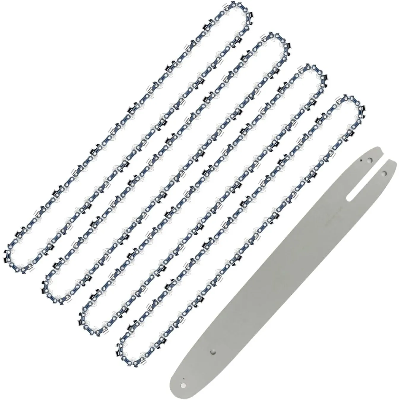 4 Stück Sägekette und Schwert 35cm (14") 3/8"LP 1.1mm (0.043") 50TG Profi Kette passend für diverse Kettensäge, Kompati…