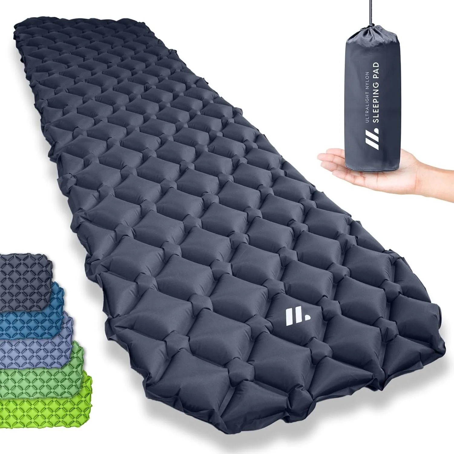 NORDMUT Isomatte Ultraleicht [mit Reparaturset] - Aufblasbare Luftmatratze Camping kleines Packmaß - Camping Matratze W…