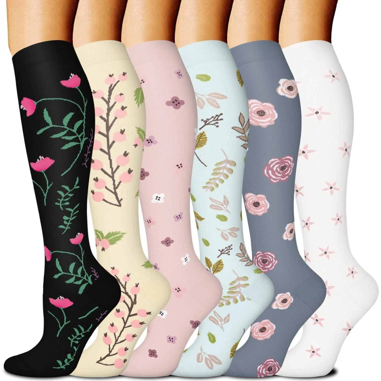 6 Paar Kompressionsstrümpfe Damen Herren Kniestrümpfe Stützstrümpfe | Compression Socks Sport Thrombosestrümpfe für Flu…