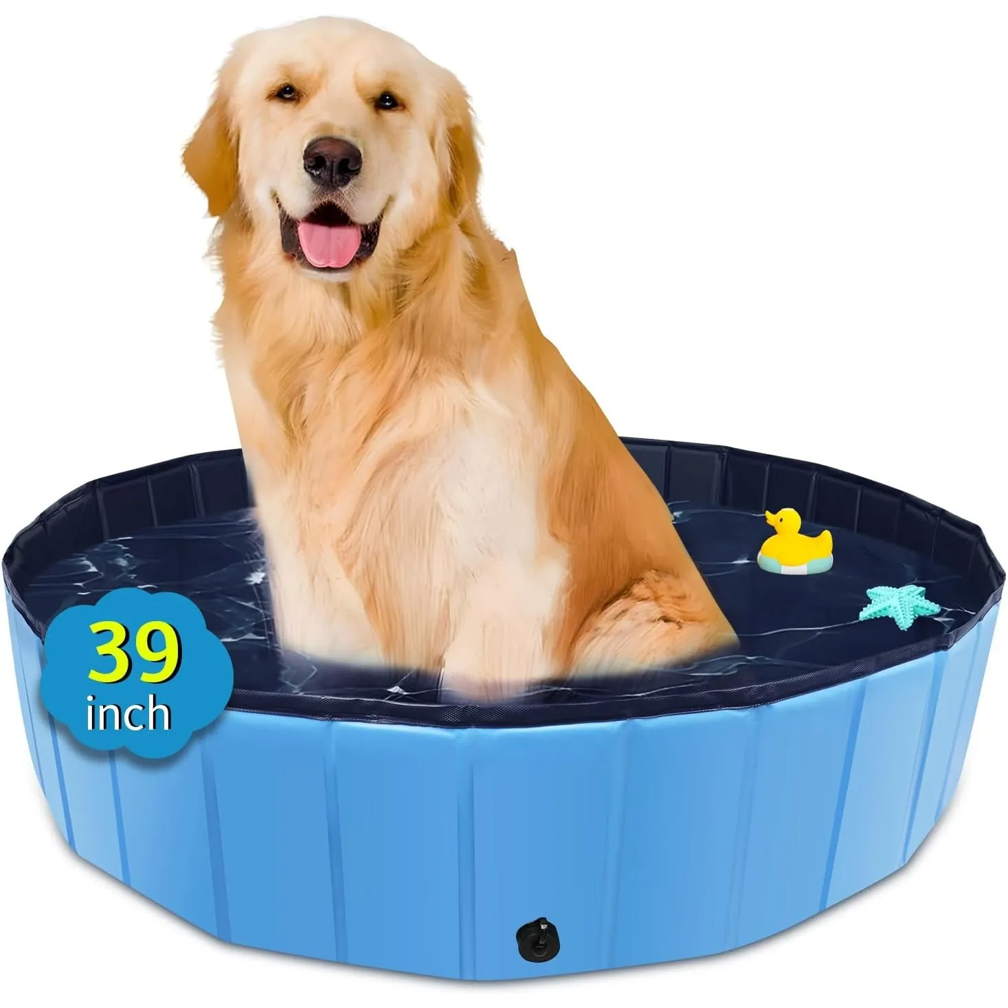 CACSPS Faltbarer Hundepool, 99,1 x 30,5 cm, Übergröße, Hartplastik, tragbarer Schwimmbad für Hunde, Katzen und Kinder, …