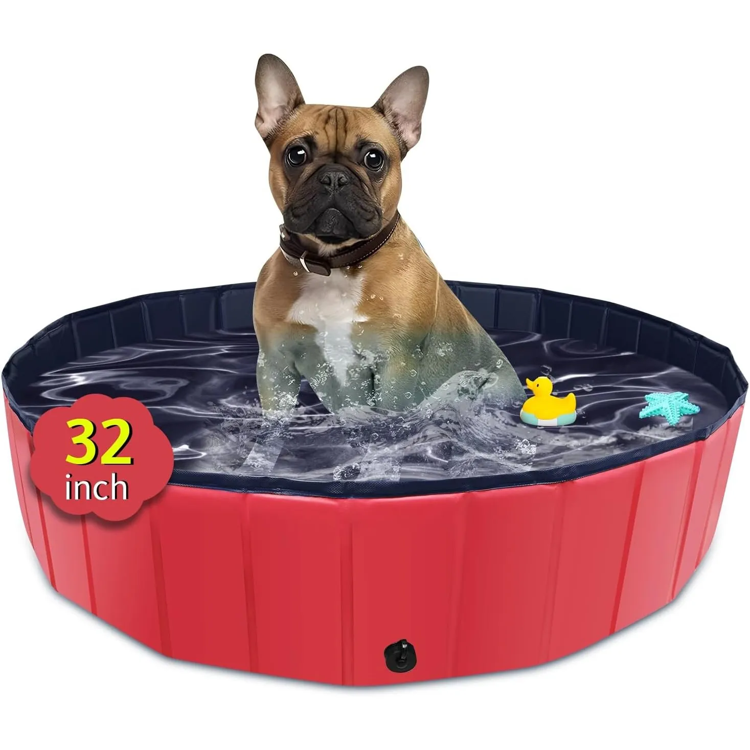 CACSPS Faltbarer Hundepool, 81,3 x 20,3 cm, Übergröße, Hartplastik, tragbarer Schwimmbad für Hunde, Katzen und Kinder, …
