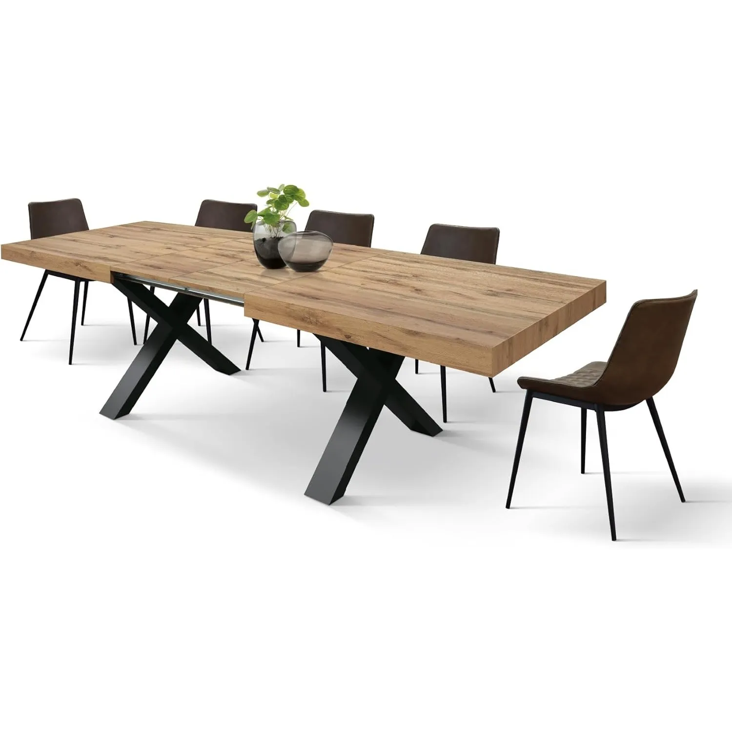 PAZZO DESIGN Ausziehbarer Tisch Marco, Tisch für Wohnzimmer oder Küche, gekreuzte Beine X Schwarz, hergestellt in Itali…