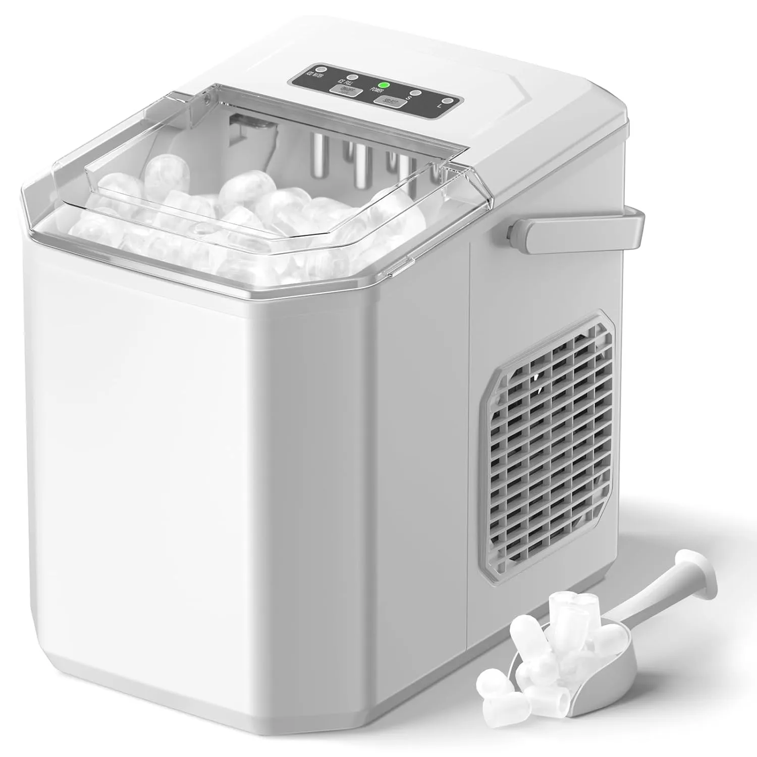 Eiswürfelmaschine, 12kg/24h Eiswürfelbereiter Professioneller Eisbereiter 1,5L Ice Maker 6-13Min Produktionszeit Ice Cu…