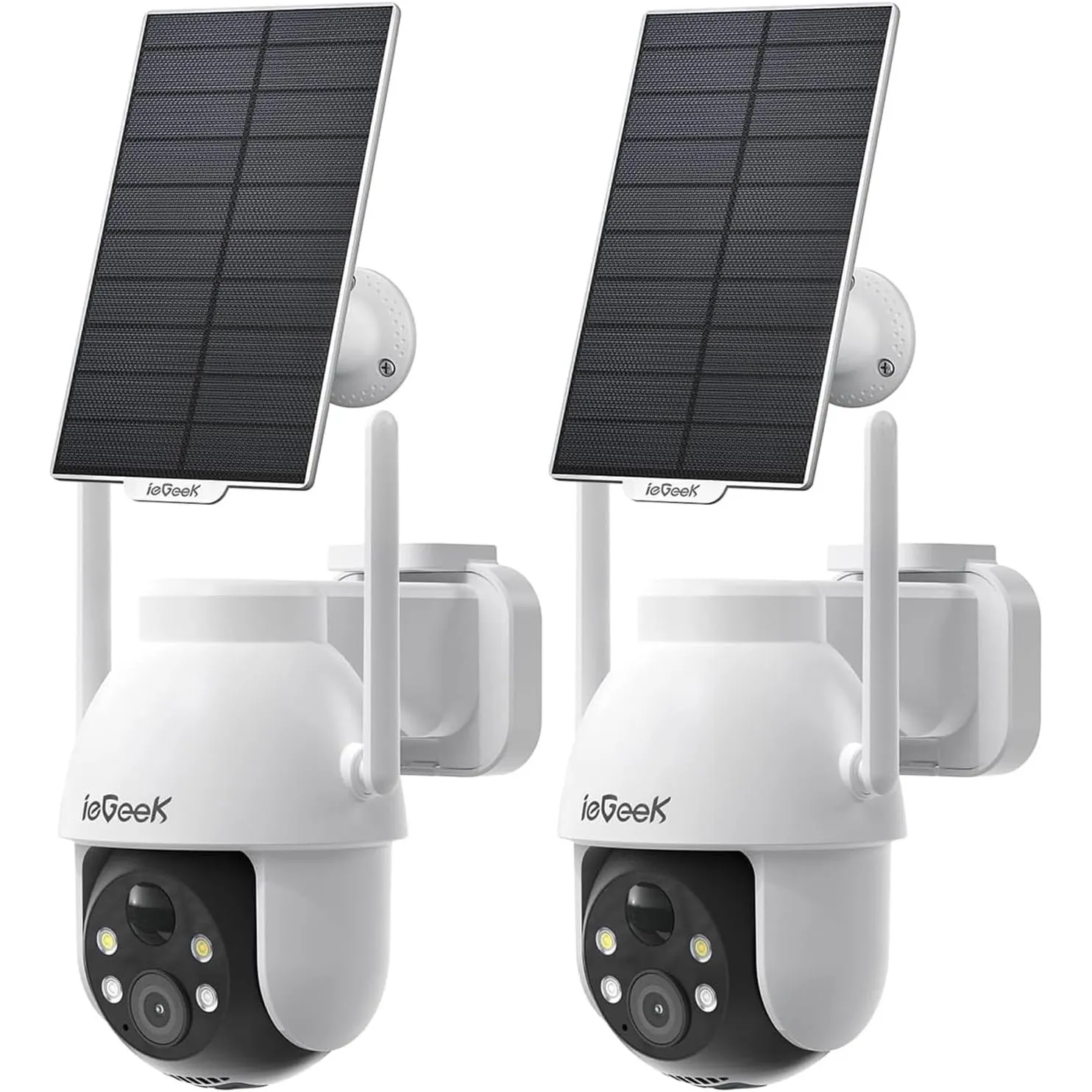 ieGeek 2Pcs 2K 3MP Überwachungskamera Aussen Solar, 360° PTZ Kamera Aussen Akku, 2.4GHz Kabellos Überwachungskamera mit…