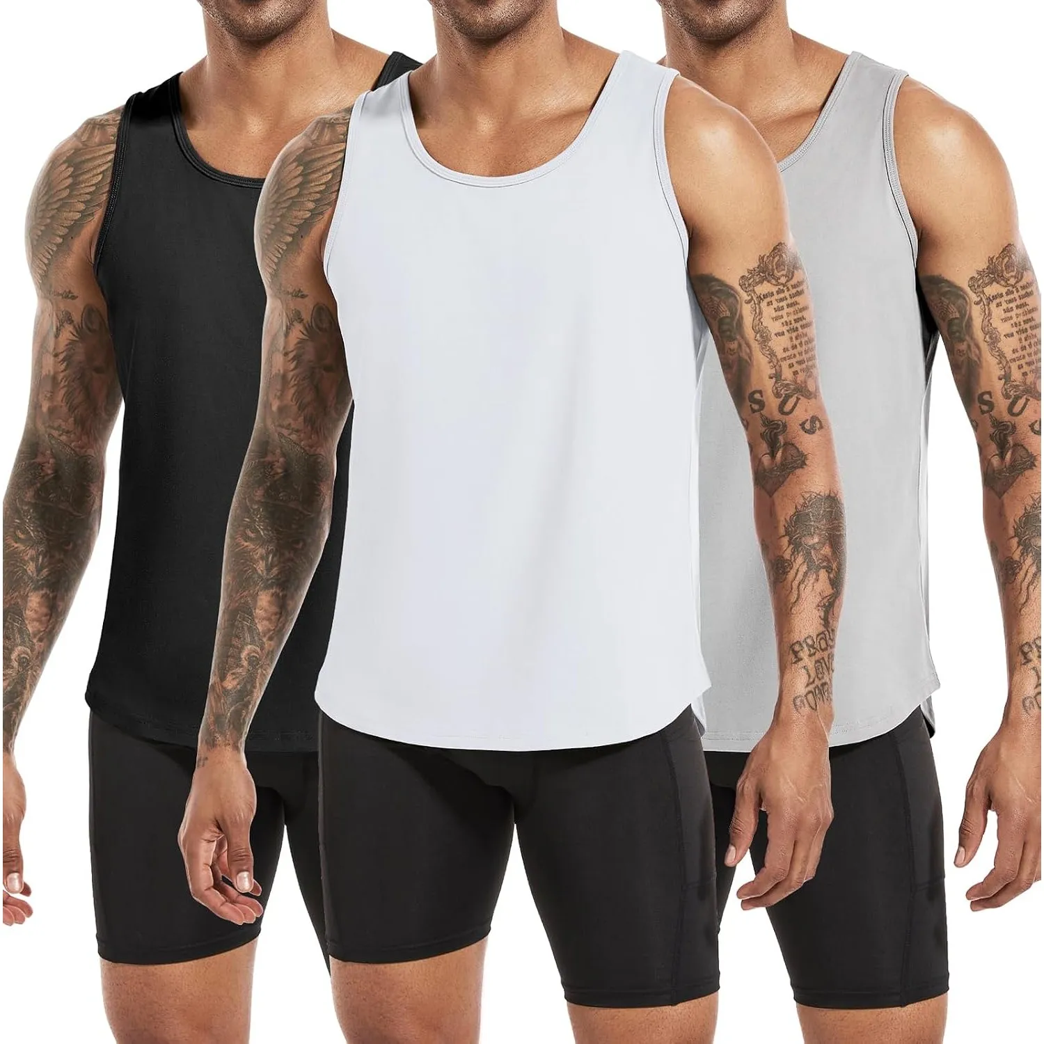 Boyzn 3er Pack Herren Tank Top Fitness Tankshirt Ärmelloses Training Workout Achselshirt Sommer Unterhemd Funktionsunte…
