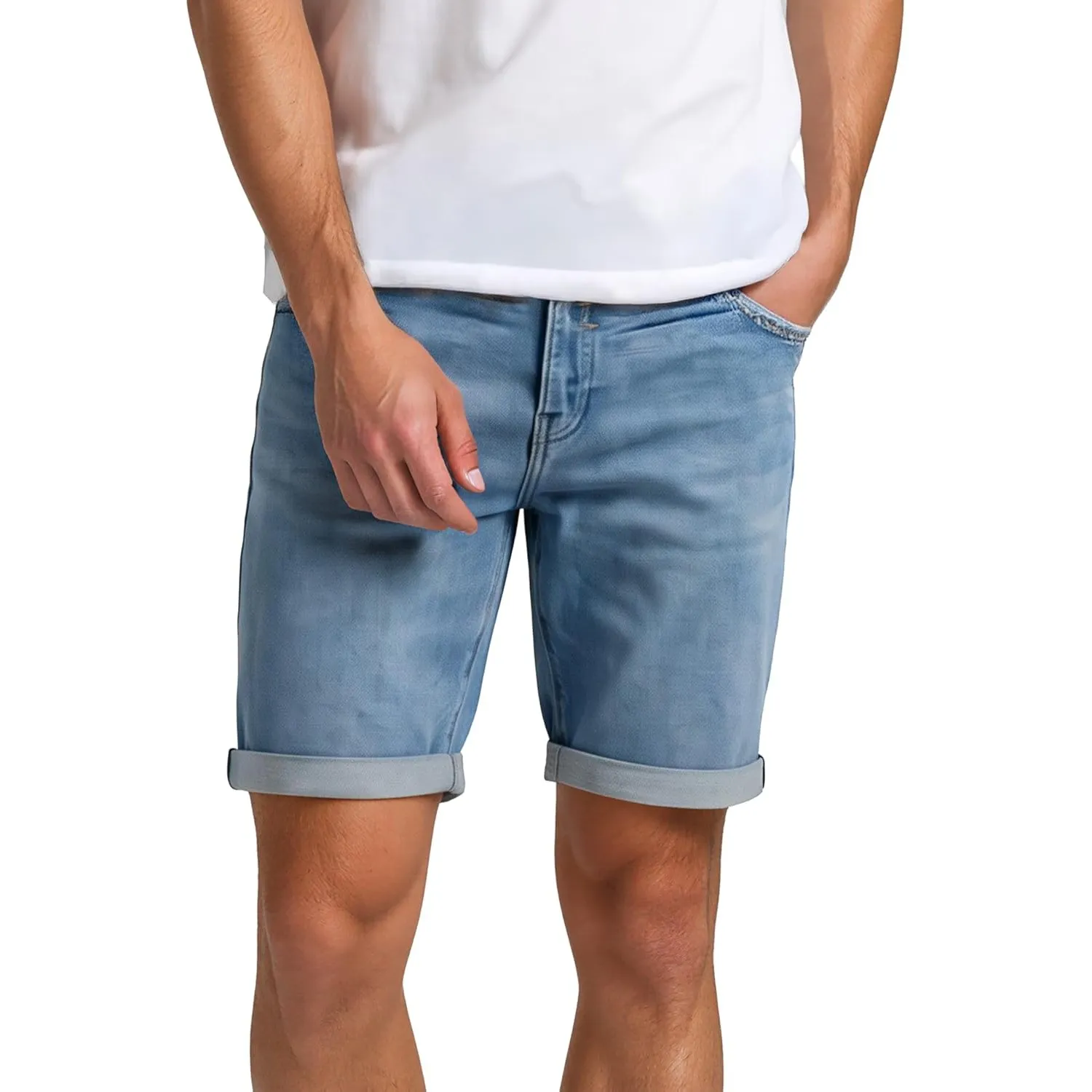 DENIMFY Jeans Shorts Herren Stretch Kurz Regular Fit DFAri Kurze Hosen Sommer Denim Einfarbig Grau Blau 31 32 33 34 36 …