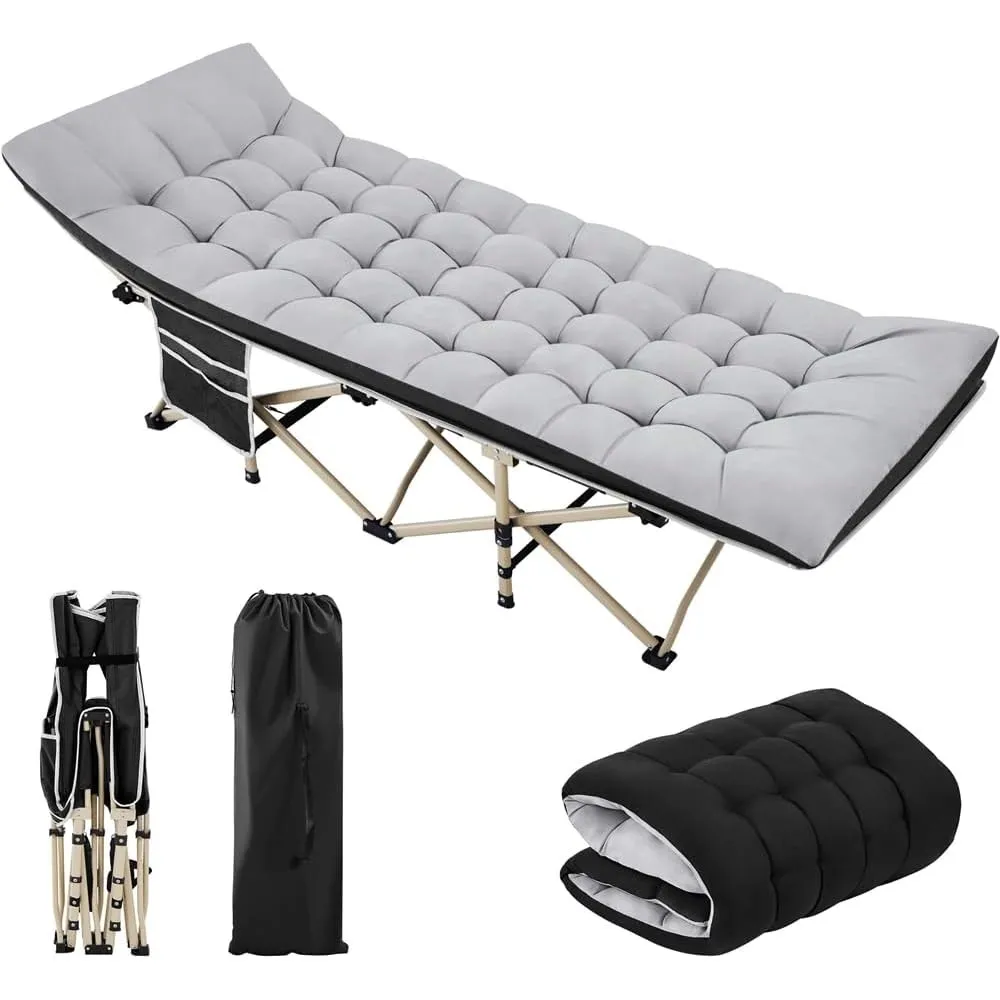 Yaheetech Feldbett mit Matratze Campingbett klappbar Gästebett mit Tragetasche & Seitentasche 191 x 67 cm Gartenliege b…