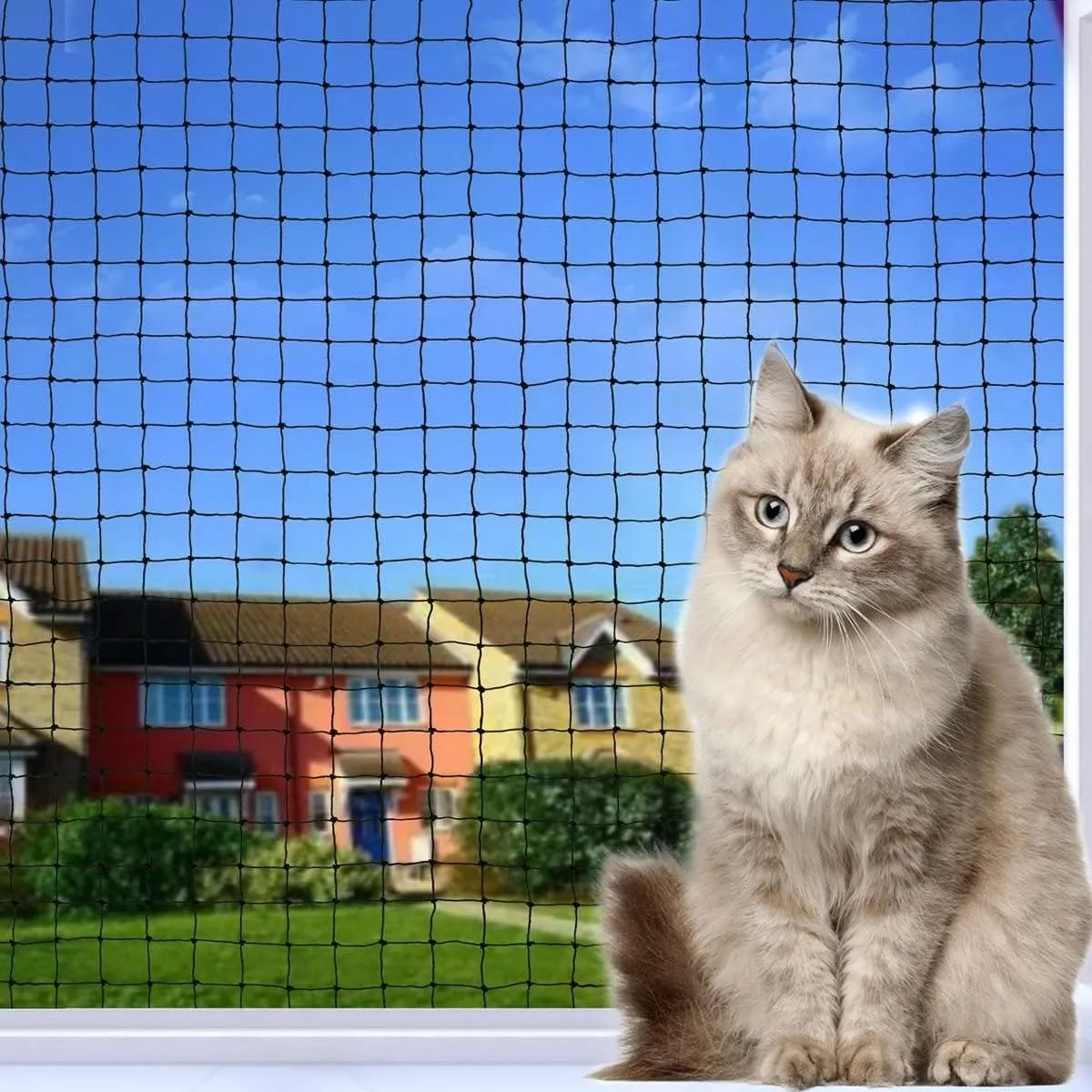 Katzennetz Für Balkon, 4x2m Katzennetz Drahtverstärkt, Balkonnetz ist Robust Biss- Und Reißfest, UV- Und Witterungsbest…