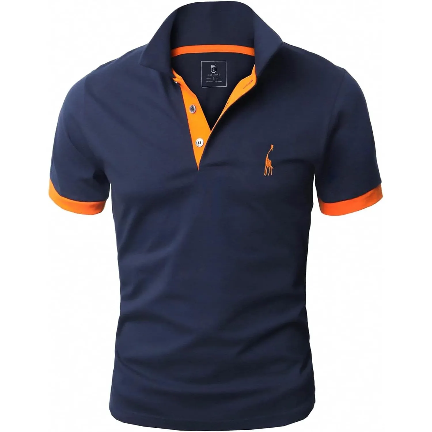 GLESTORE Herren Kurzarm Poloshirt Baumwolle Giraffen Stickerei XS-5XL