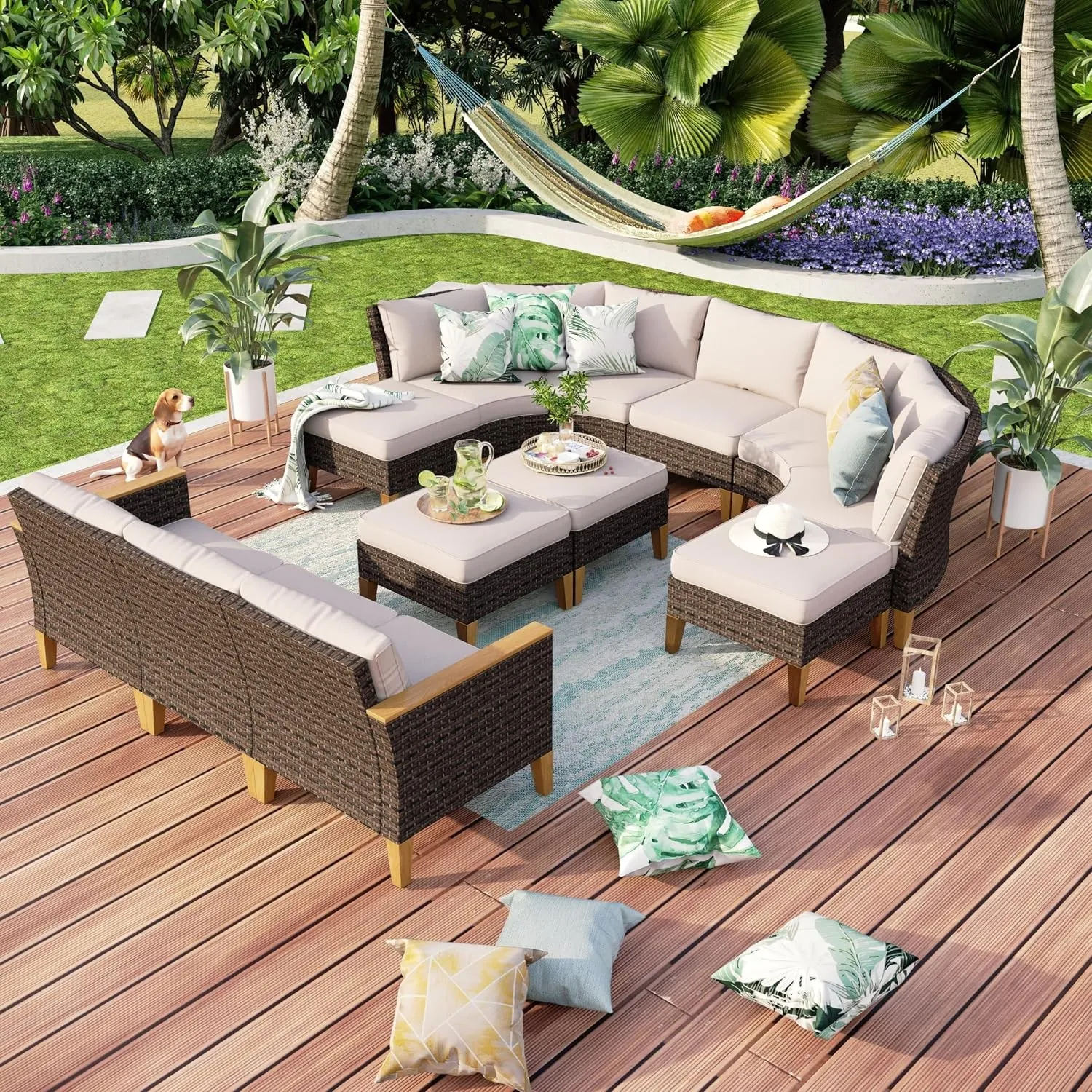 MFSTUDIO Polyrattan Gartenmöbel, Gartenlounge Outdoor, Wetterfest | Aktualisierte Rippen, 20% Dicker als Andere, Cushio…