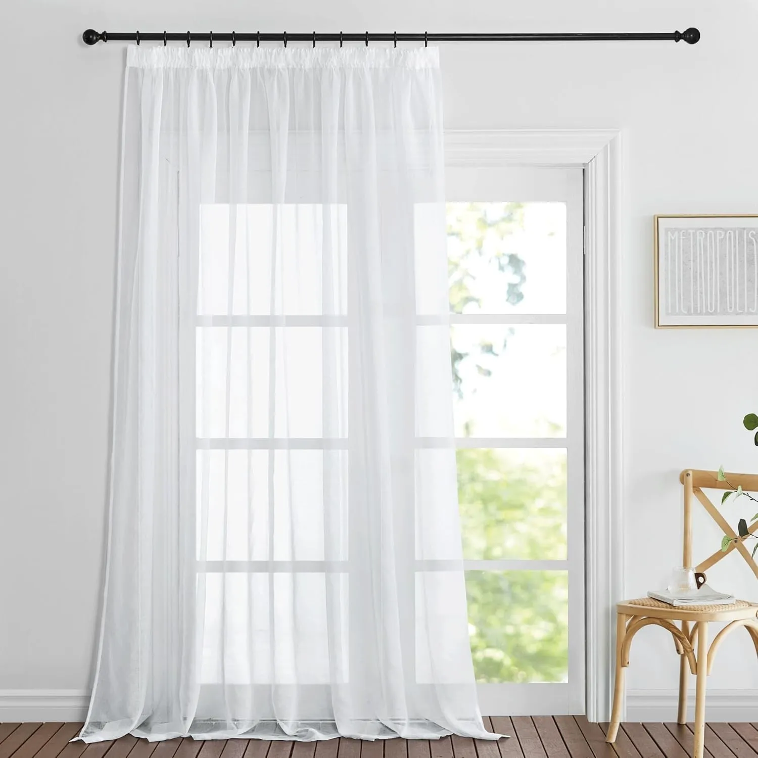 PONY DANCE Wohnzimmer Vorhänge für Schienensystem Weiße Gardinen Transparent mit Kräuselband Voile Gardine Wohnzimmer 1…