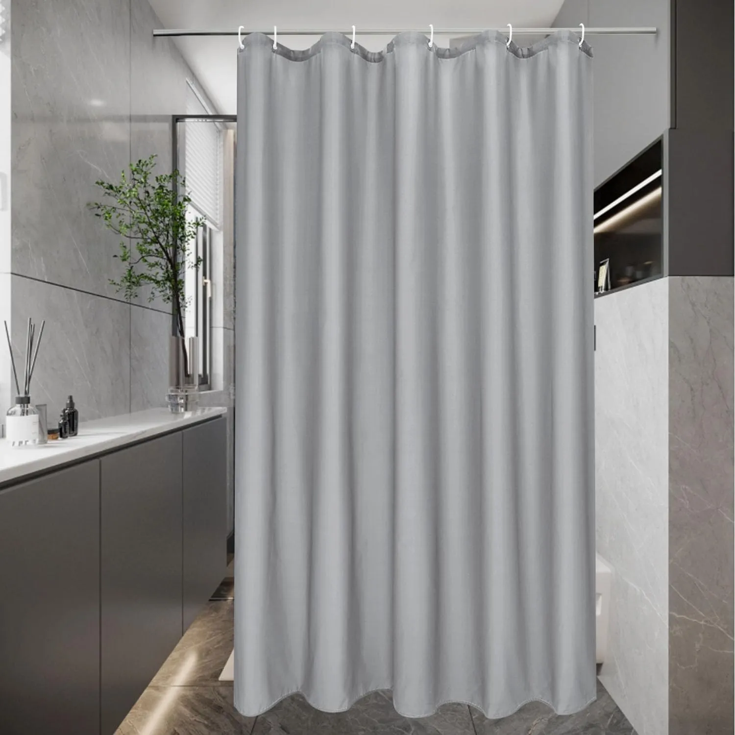 EurCross Kleine Duschvorhang 100x200 Grau Schmaler Wasserdicht Duschvorhänge, Badevorhang aus Textil Polyester Stoff, A…