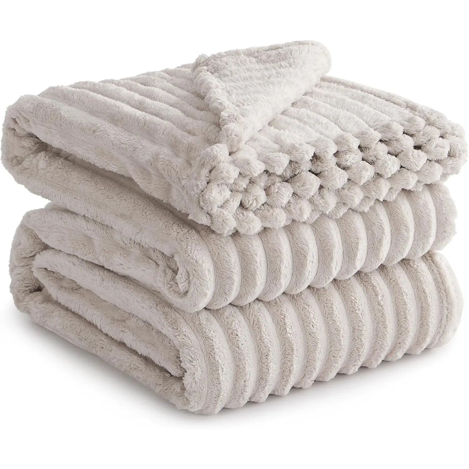 RUIKASI Kuscheldecke Flauschig Decke Beige - 230x270cm Riesig Fleecedecke Sofadecke Couchdecke für Wohnzimmer Deko Blan…