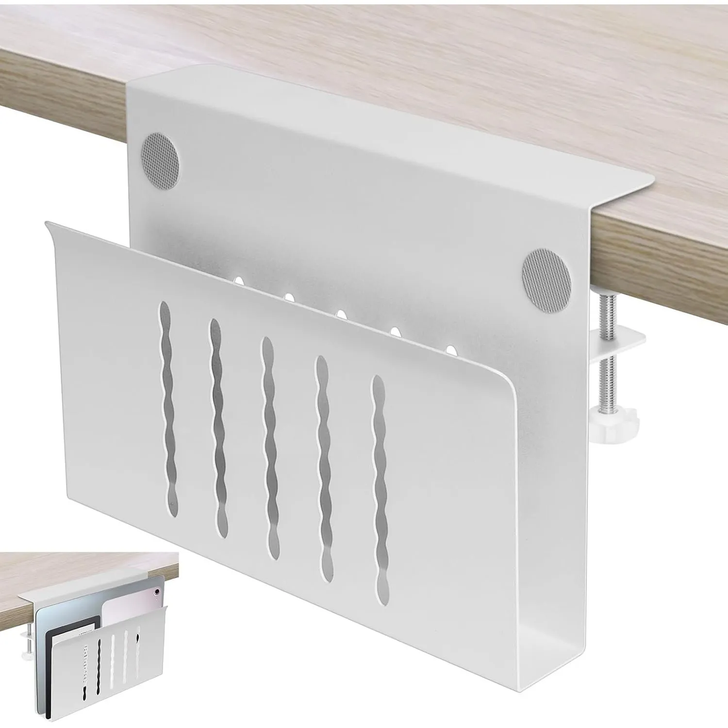 Desk Side Storage, Under Desk Storage, No Drill Steel Hanging Desk Organizer, Laptop Holder, Desk Storage Holder für Bü…
