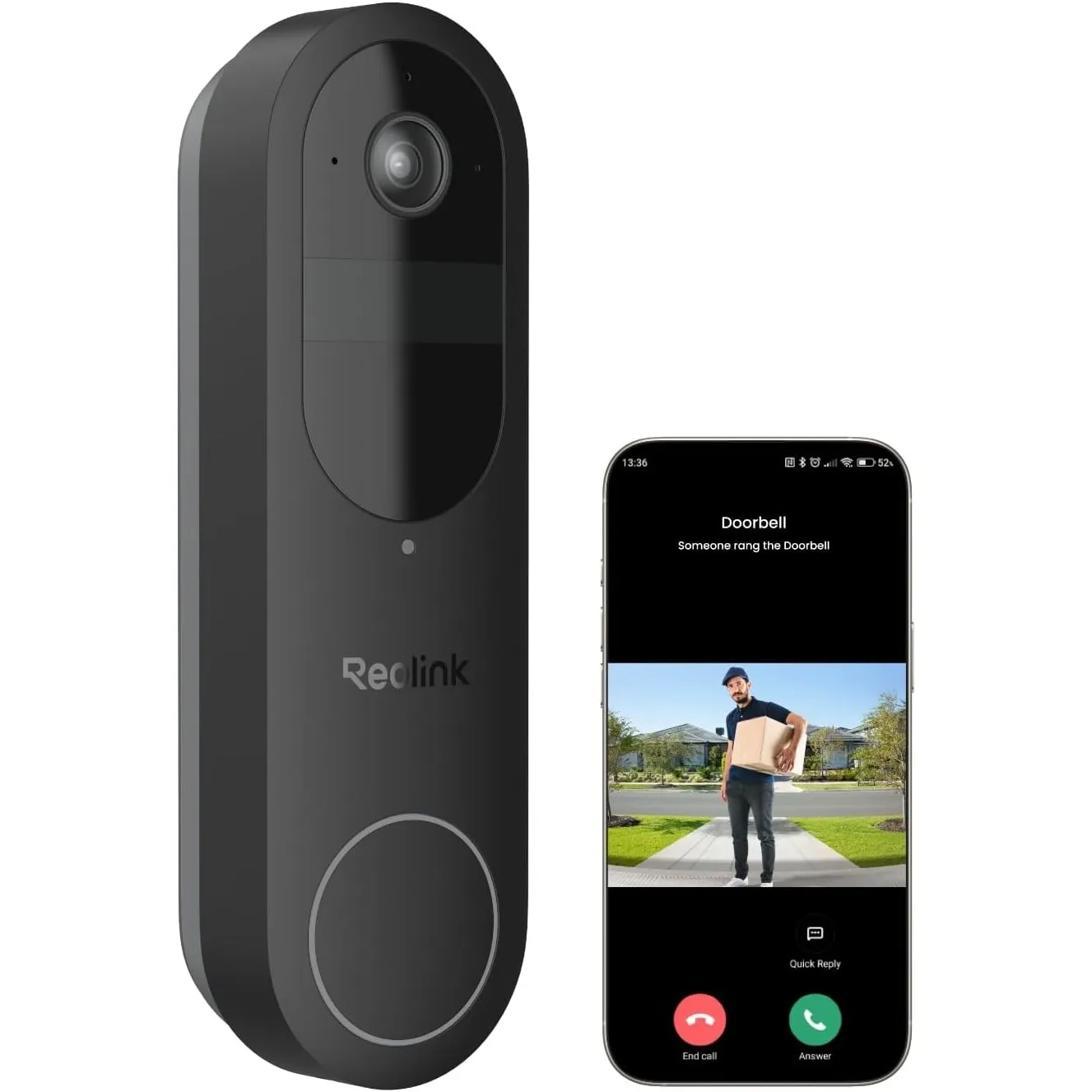 Reolink Video Doorbell, 2K Akku Türklingel mit Cam, 1:1 Kopf-bis-Fuß-Sicht