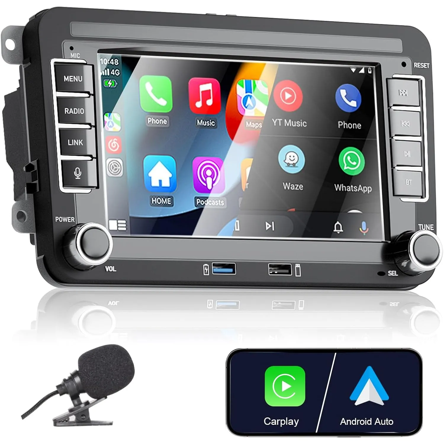 Apple Carplay Autoradio für VW Golf 5 6 Polo T5 Tiguan Skoda Passat Jetta Caddy B6 B7 Touran Android Auto, 7 Zoll Touch…