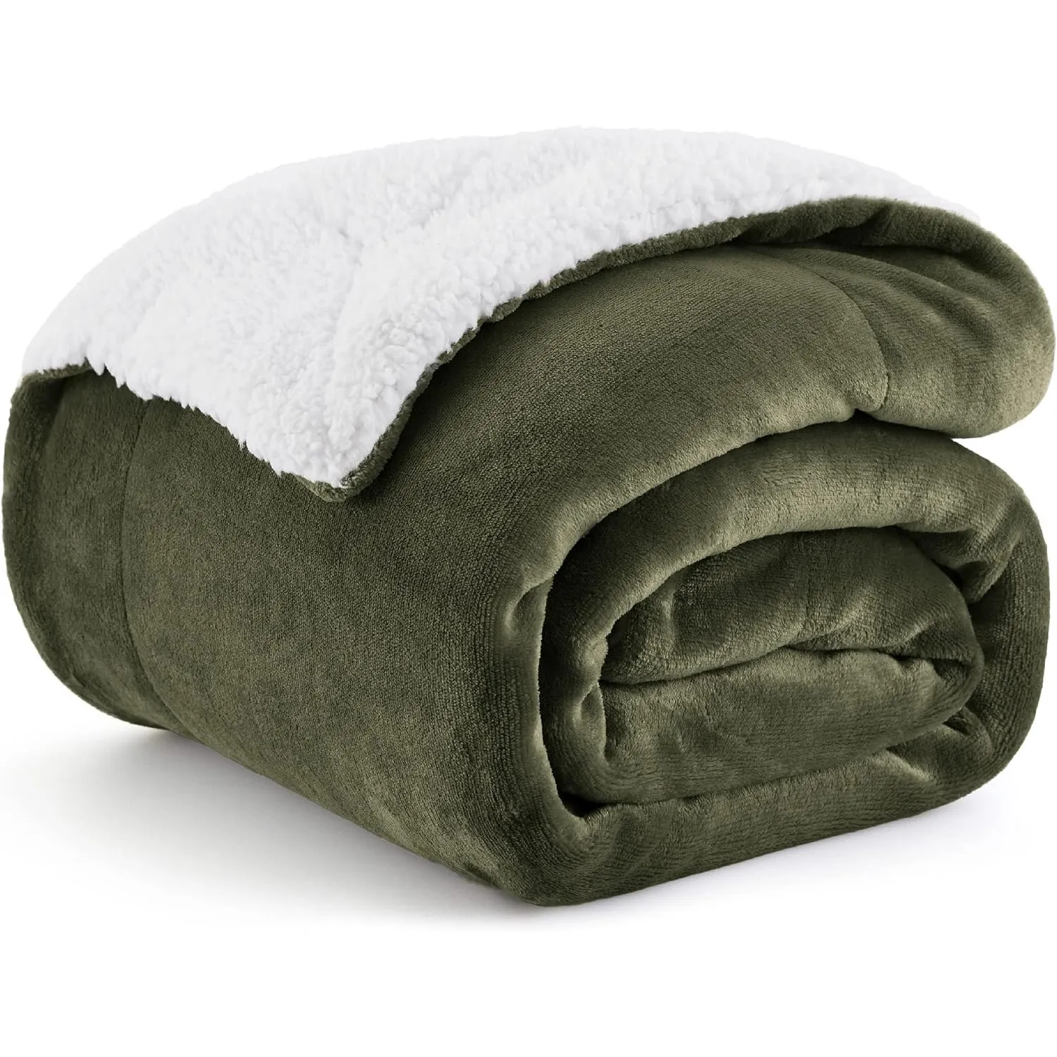 BEDSURE Sherpa Kuscheldecke Flauschig 150x200 - Sofadecke, Efeugrün