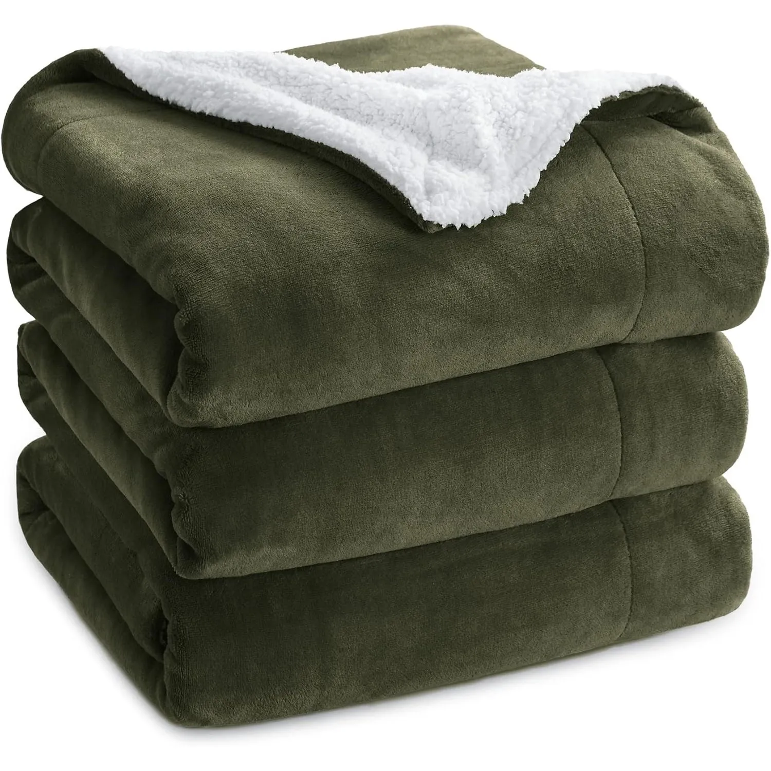 BEDSURE Sherpa Kuscheldecke Flauschig 220x240 - Sofadecke, Efeugrün