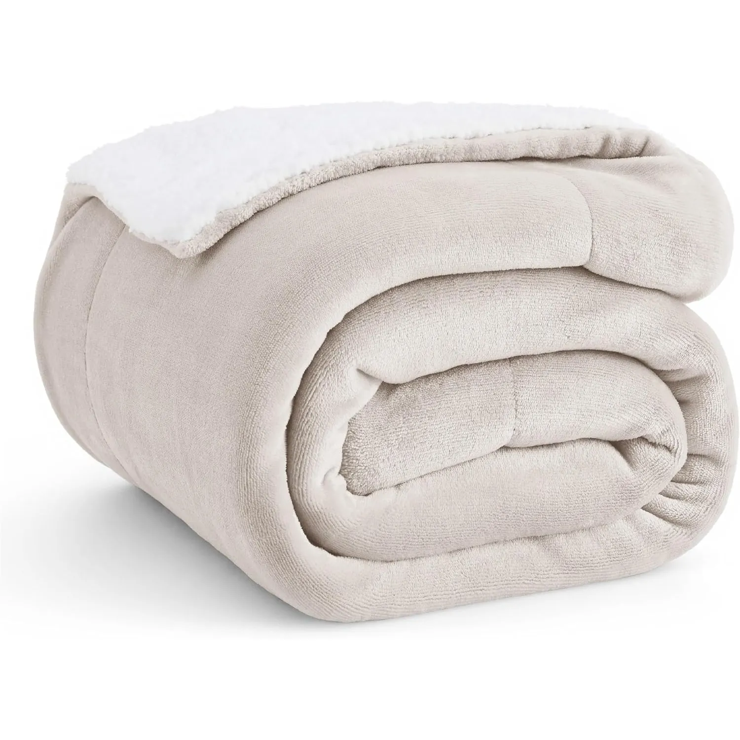 BEDSURE Sherpa Kuscheldecke Flauschig 130x150 - Sofadecke, Beige
