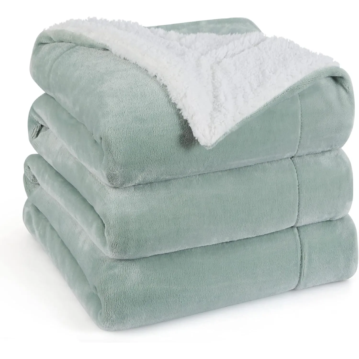 BEDSURE Sherpa Kuscheldecke Flauschig 230x270 - Sofadecke, Grün