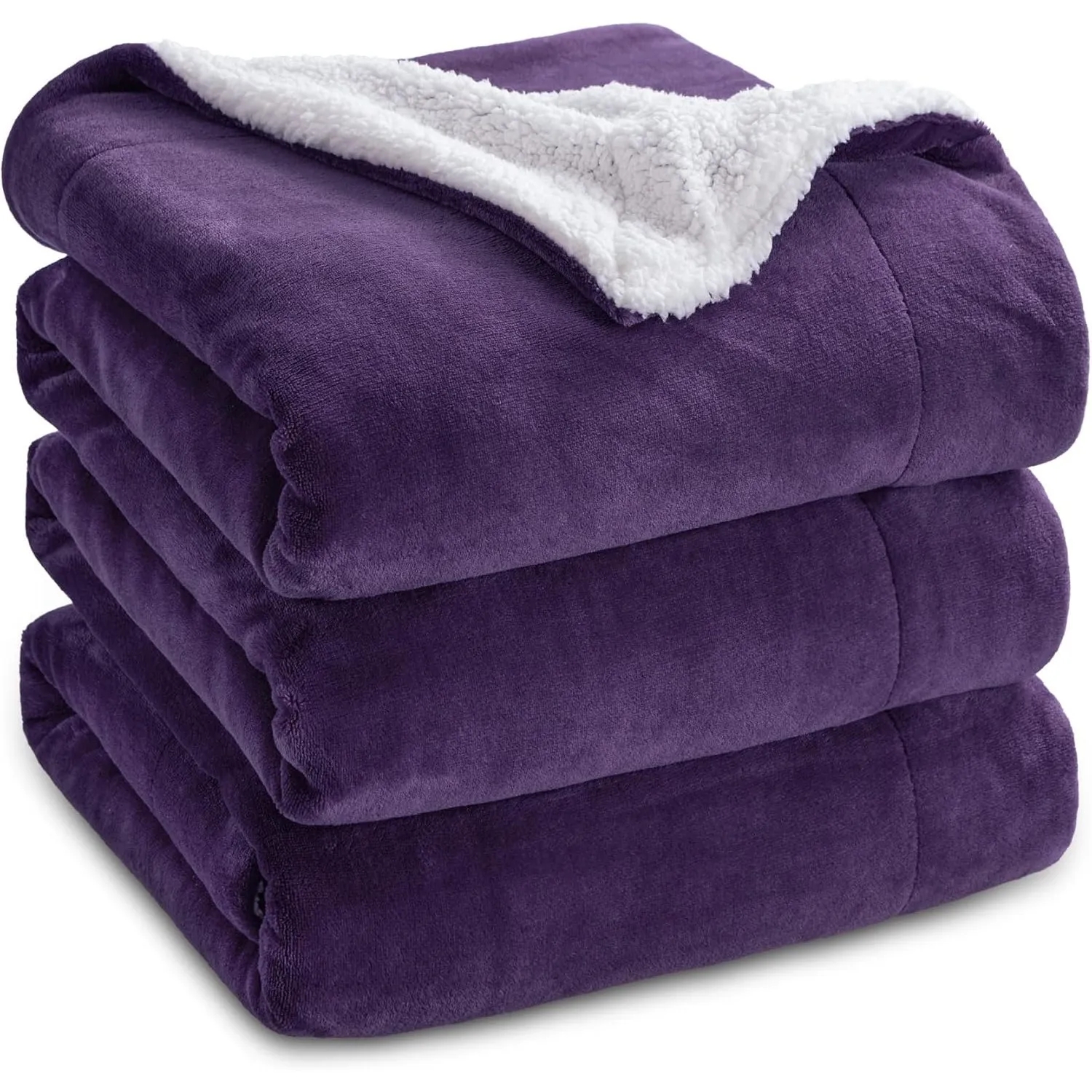 BEDSURE Sherpa Kuscheldecke Flauschig 230x270 - Sofadecke, Violett