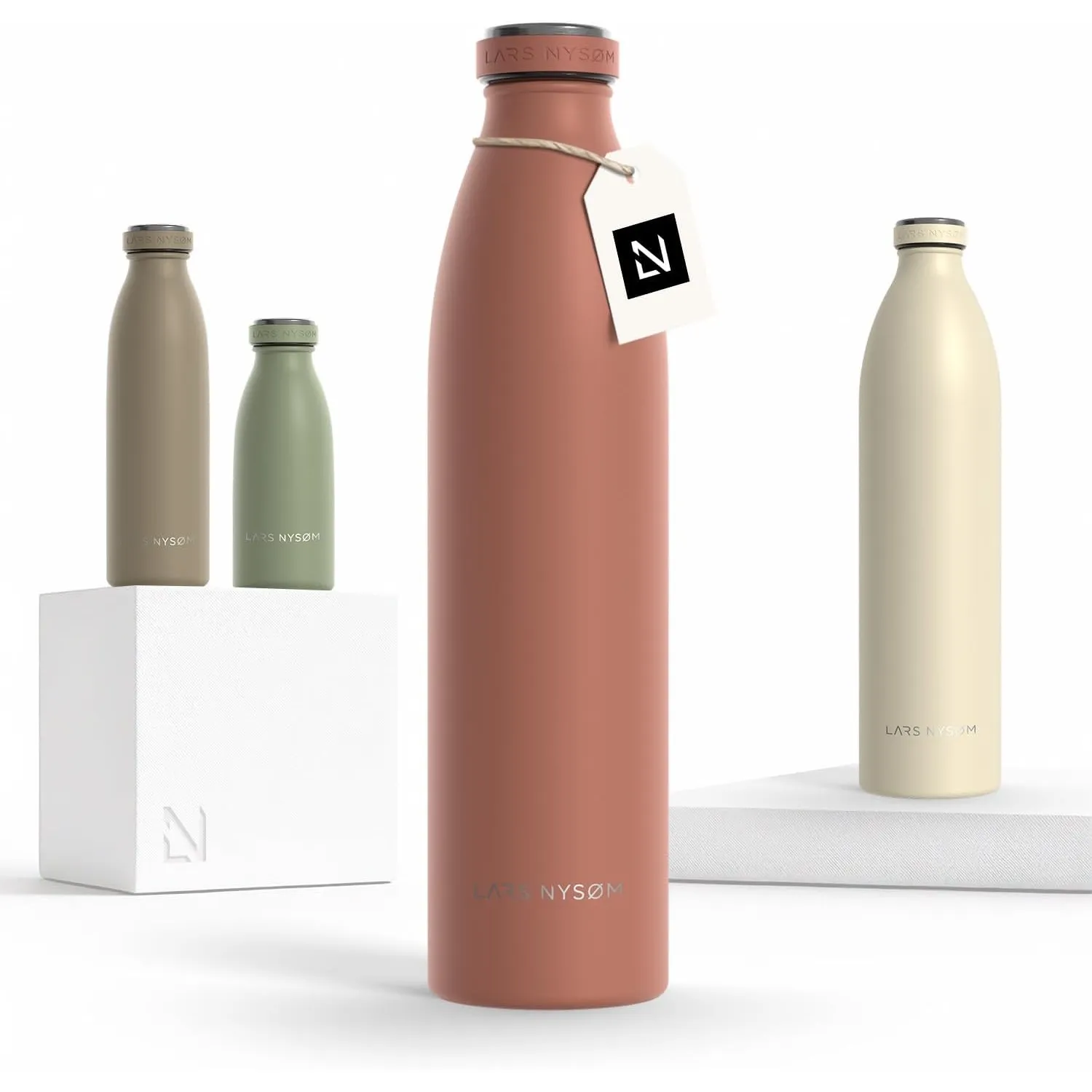 LARS NYSØM Trinkflasche 1l - Trinkflasche Edelstahl - Thermosflasche