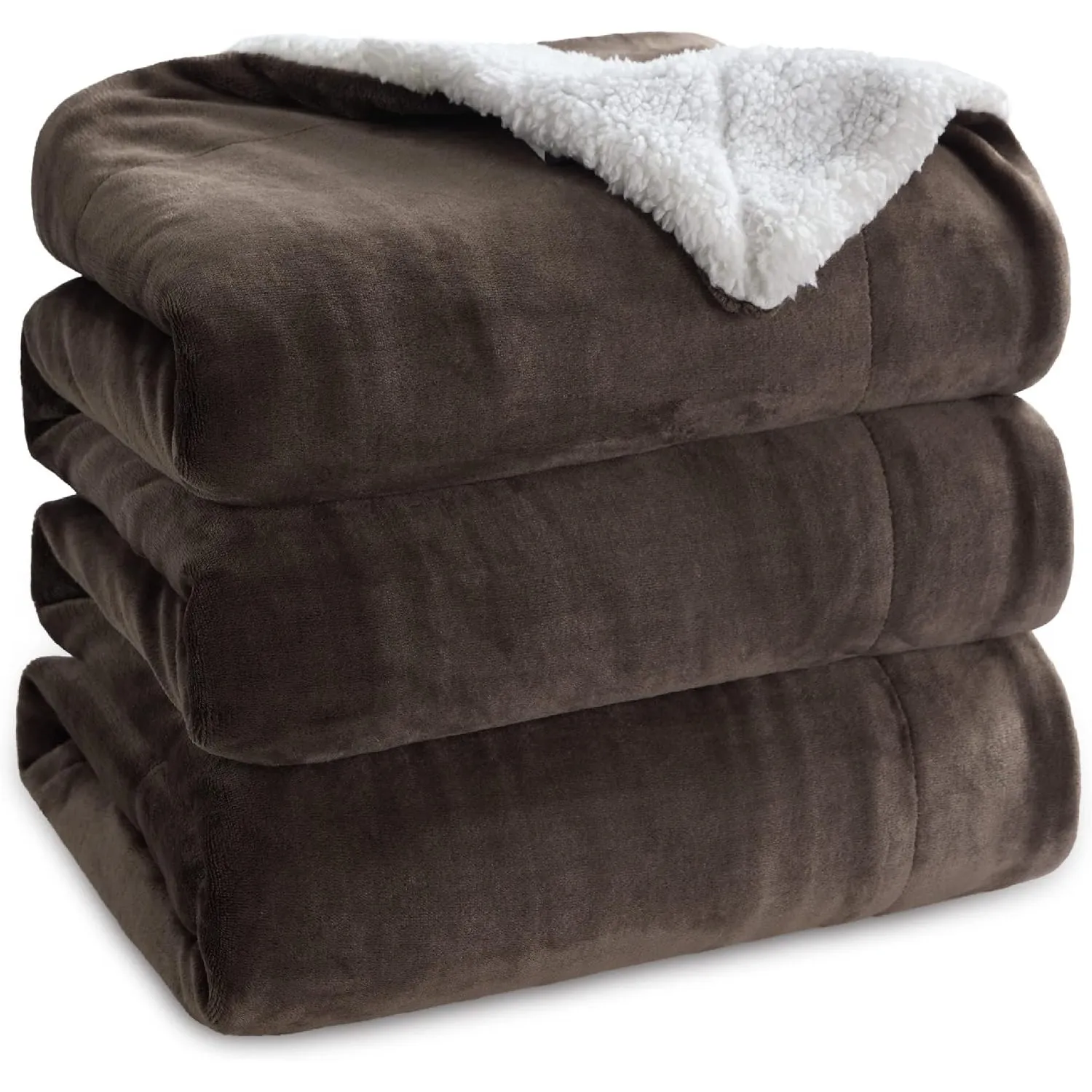 BEDSURE Sherpa Kuscheldecke Flauschig 220x240 - Sofadecke, Braun
