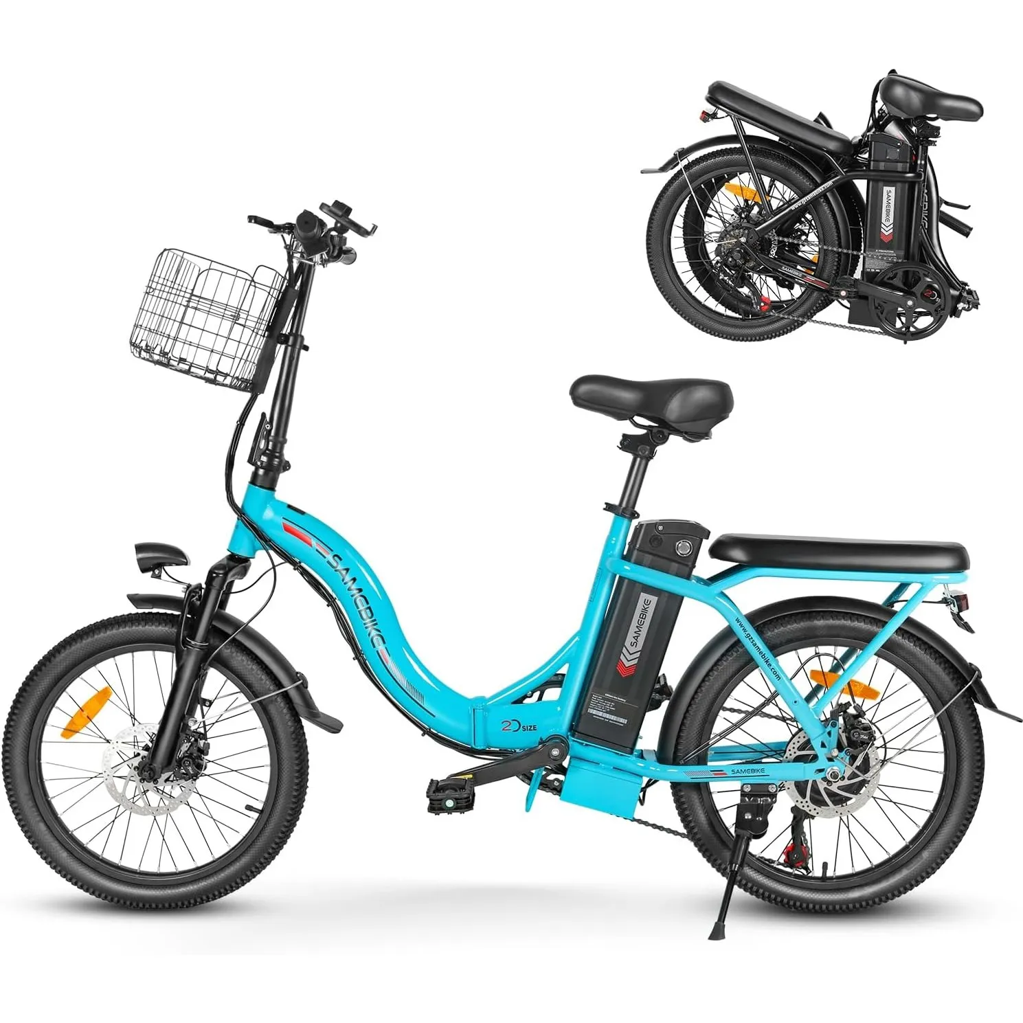 SAMEBIKE E-Bike Klapprad Elektrofahrrad mit 20"*2.35 Fat Tire, 468KWH Lithium-Akku für Lange Reichweite bis 100KM, 7-Ga…