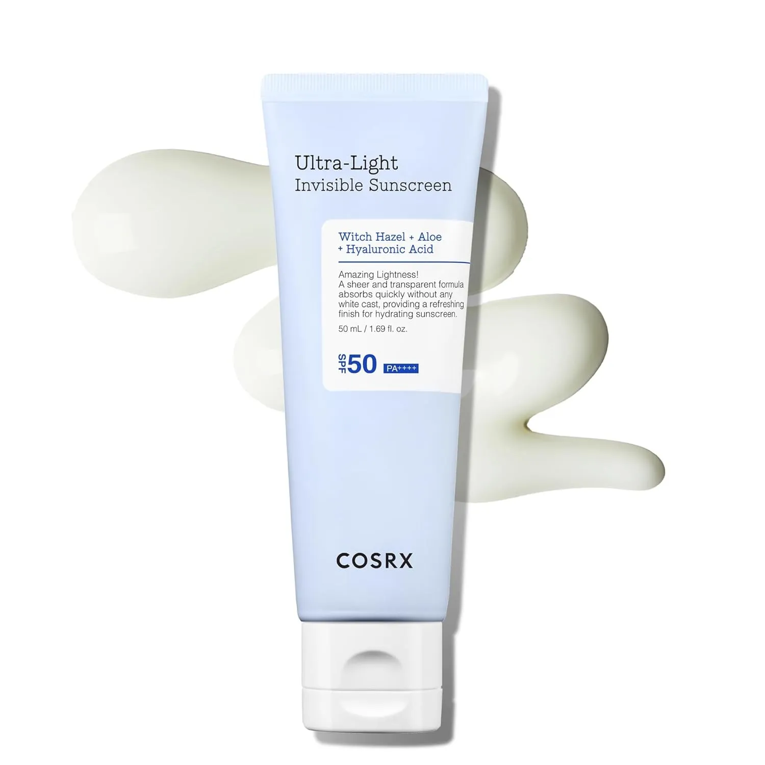COSRX Ultra-Leichte Unsichtbare Sonnencreme LSF 50 Transparenter Sonnenschutz mit Hyaluronsäure, Kein Weißer Schleier, …
