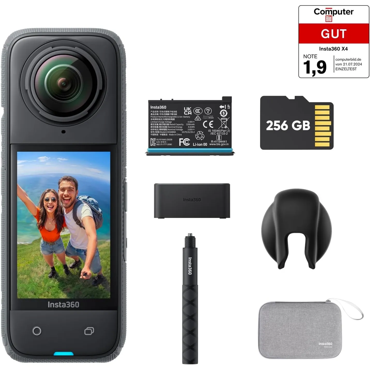Insta360 X4 Ausdauer-Bundle – wasserdichte 8K 360°-Action-Cam, 4K Weitwinkelvideos, Unsichtbarer Selfie-Stick, Abnehmba…