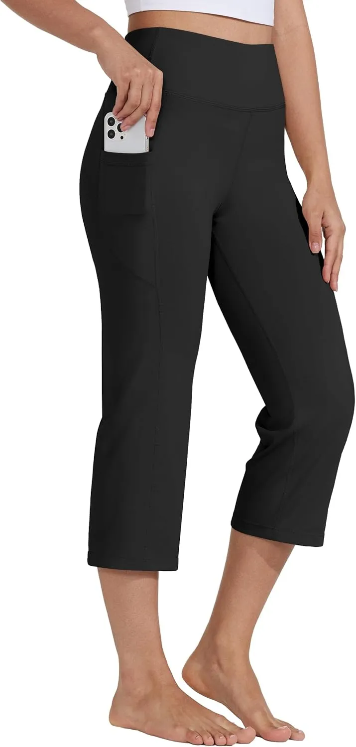 WILLIT Caprihose Damen Yogahose Sporthose Capri Leggings High Waist Hosen Crop gerades Bein Sommerhose Freizeithose Spo…