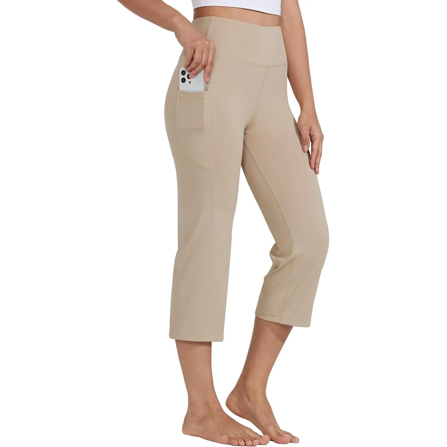 WILLIT Caprihose Damen Yogahose Sporthose Capri Leggings High Waist Hosen Crop gerades Bein Sommerhose Freizeithose Spo…