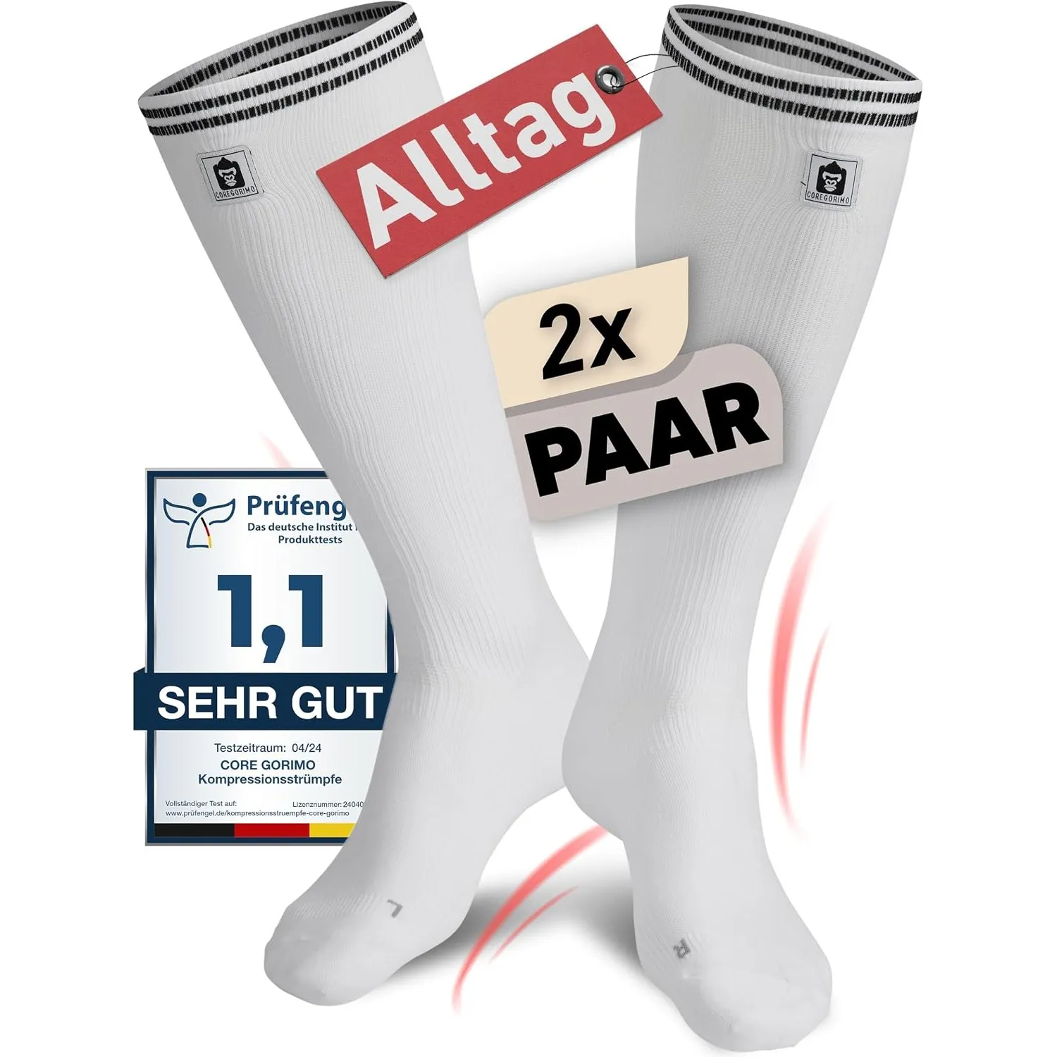 CORE GORIMO - 2 Paar - Kompressionsstrümpfe Herren & Damen - Atmungsaktiv - Stützstrümpfe & Kompressionssocken für steh…
