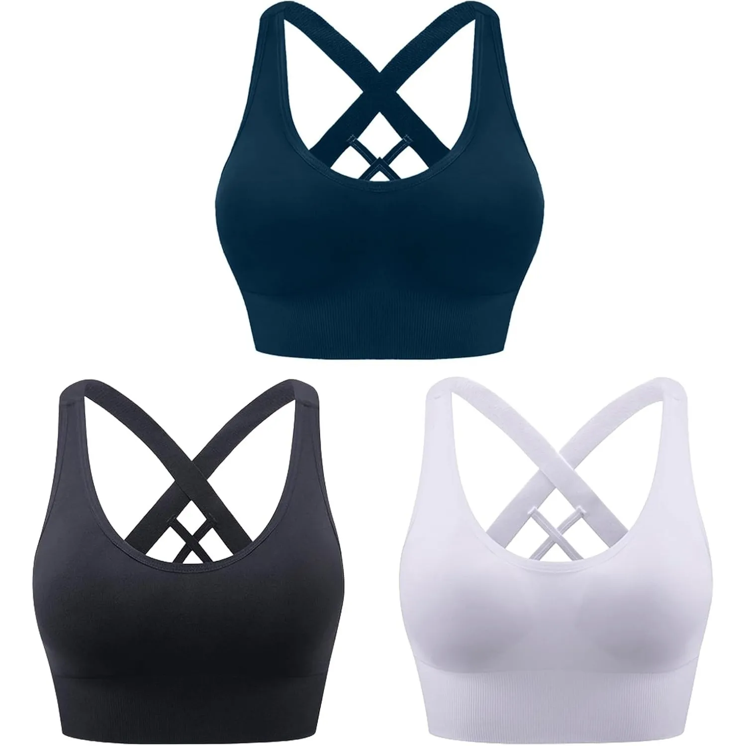 Damen Sport BH Starker Halt, Push-up Yoga BHS, ohne Bügel Sport Bra | Nahtloser Sport-Büstenhalter, Crossback Design, A…
