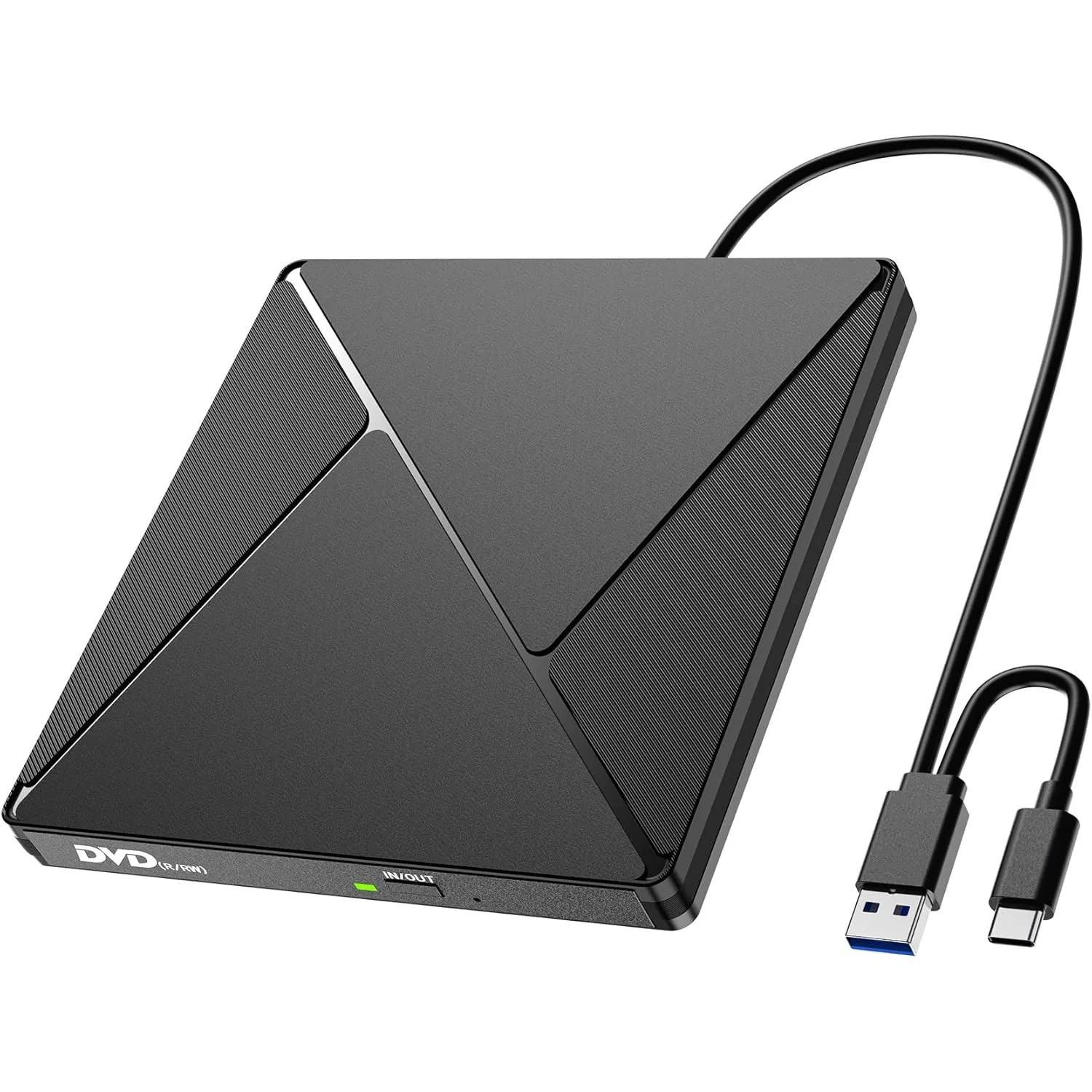Externes CD DVD Laufwerk, USB 3.0 & USB-C CD/DVD Laufwerk Extern, CD DVD +/-RW ROM Brenner Optical External DVD Drive f…