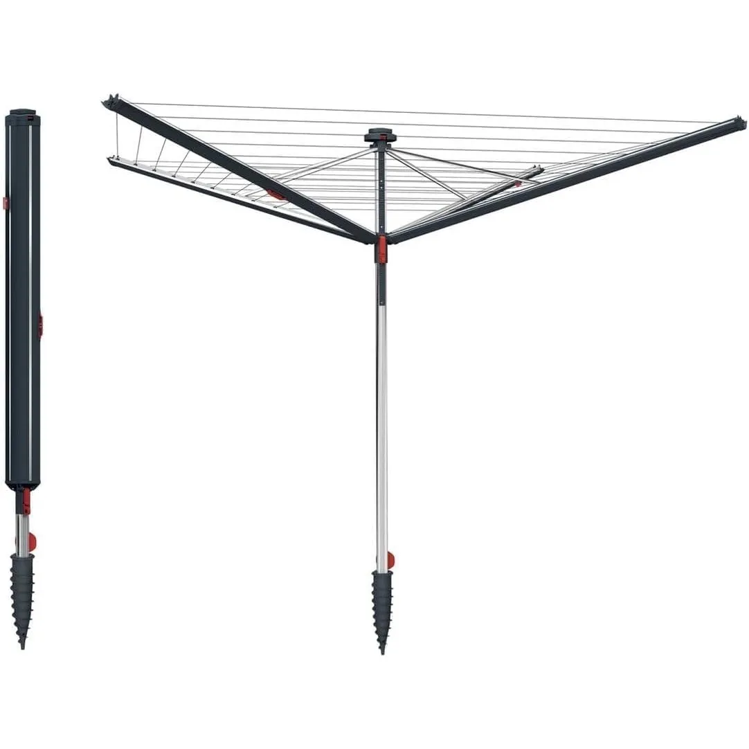 Vileda Sun-Rise Premium Wäschespinne, 50m Leinenlänge, wetterfest | Aluminium | 50m Leinenlänge | Höhe 1,67–1,82m | Pat…
