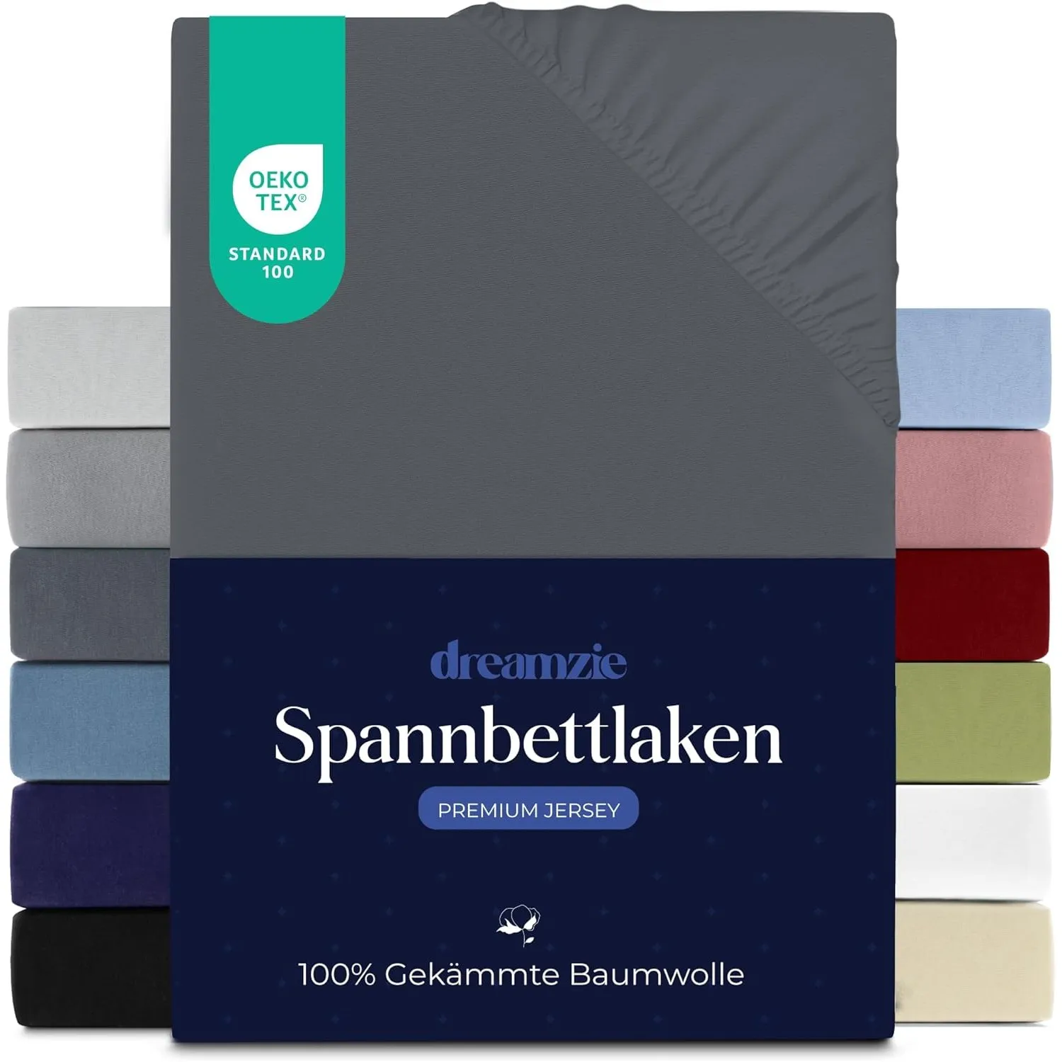 Dreamzie Premium Spannbettlaken 80x200 cm, Spannbetttuch für Dicke Matratzen bis zu 12 cm, Bettlaken 100% Jersey Baumwo…