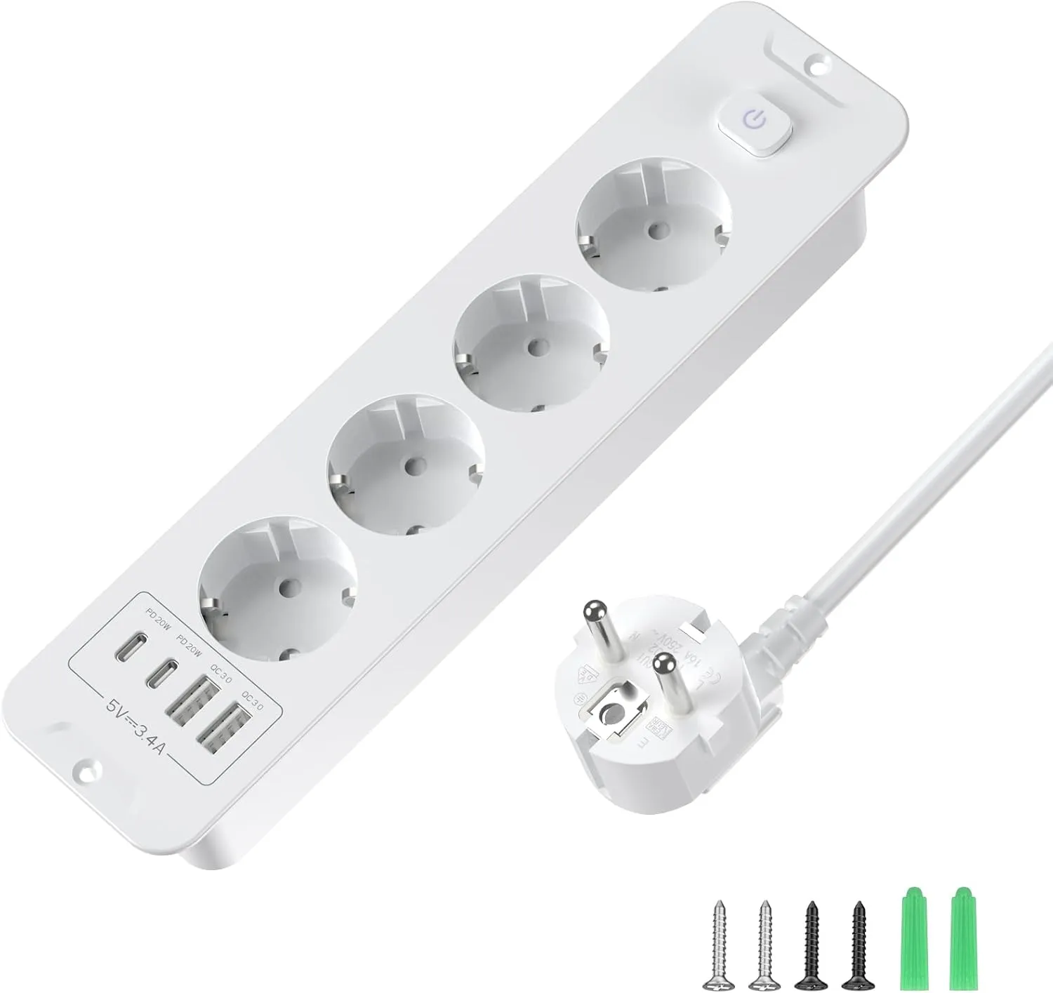 Versenkbare Steckdose 4-Fach, Einbau Steckdosenleiste mit 4 USB, Einbausteckdose Mehrfachsteckdose, Tischsteckdose mit …